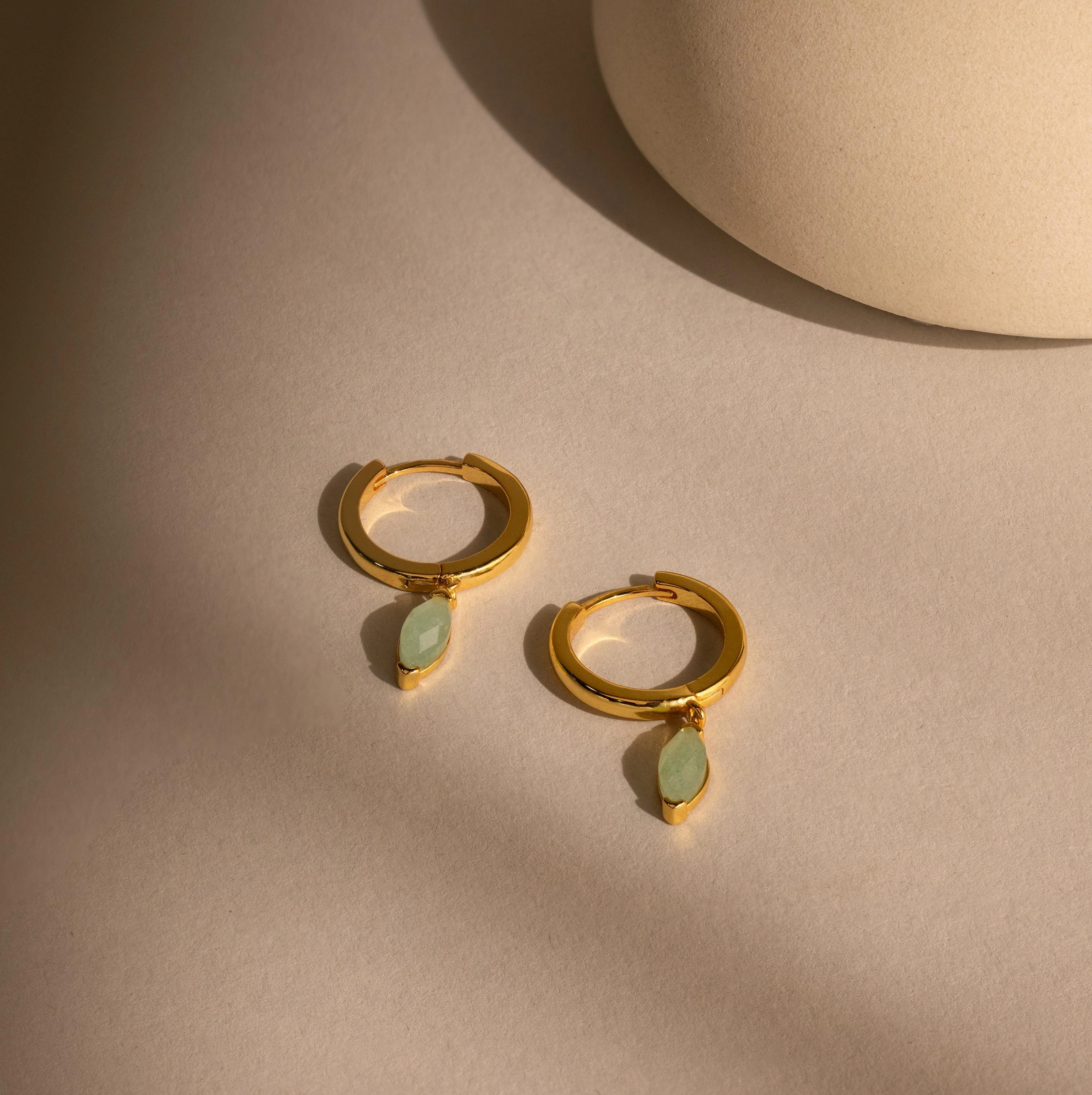 Jade Marquise Huggies in 18K Gold - Image 3