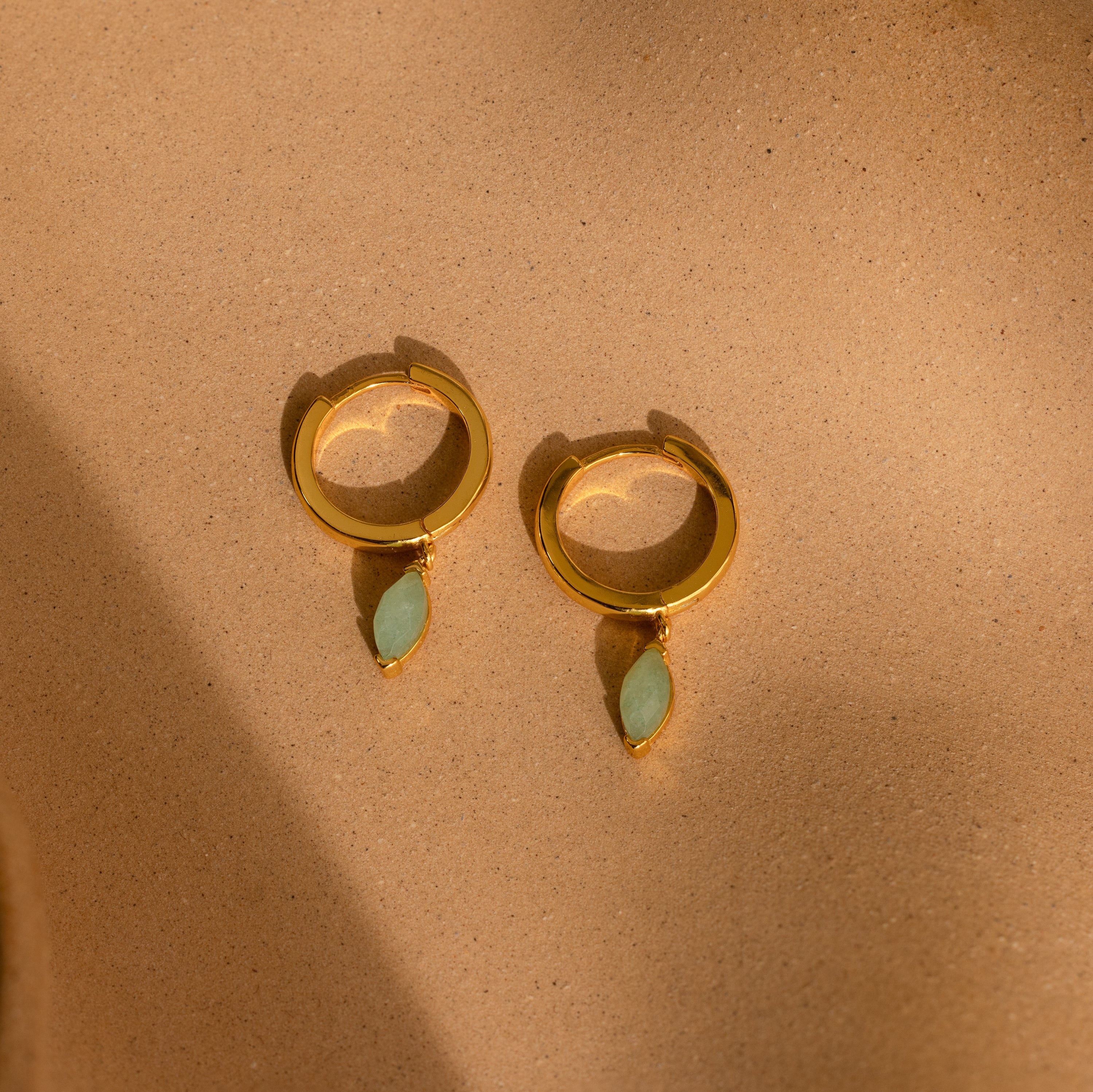 Jade Marquise Huggies in 18K Gold - Image 5