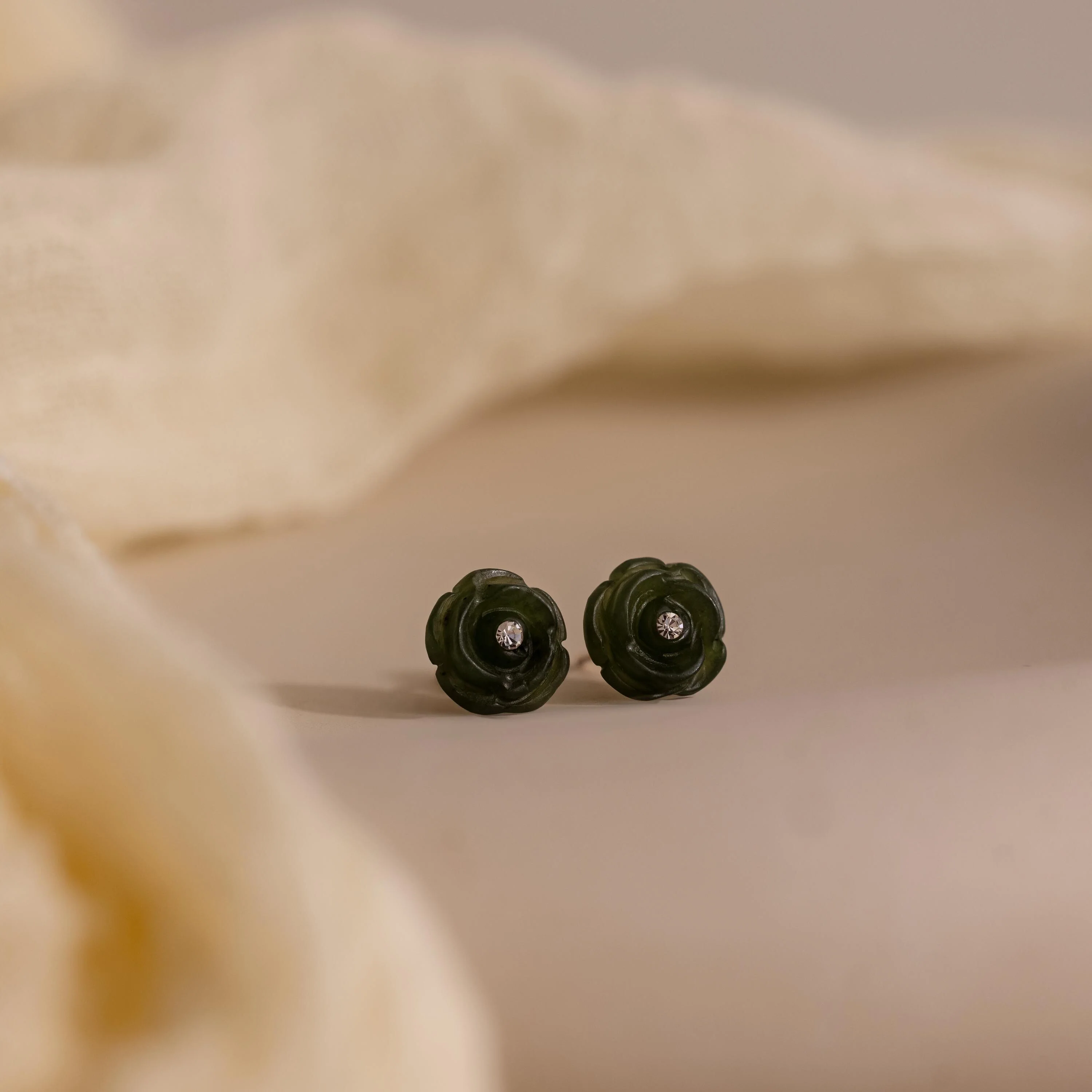 Jade Rose Studs in Silver - Image 3