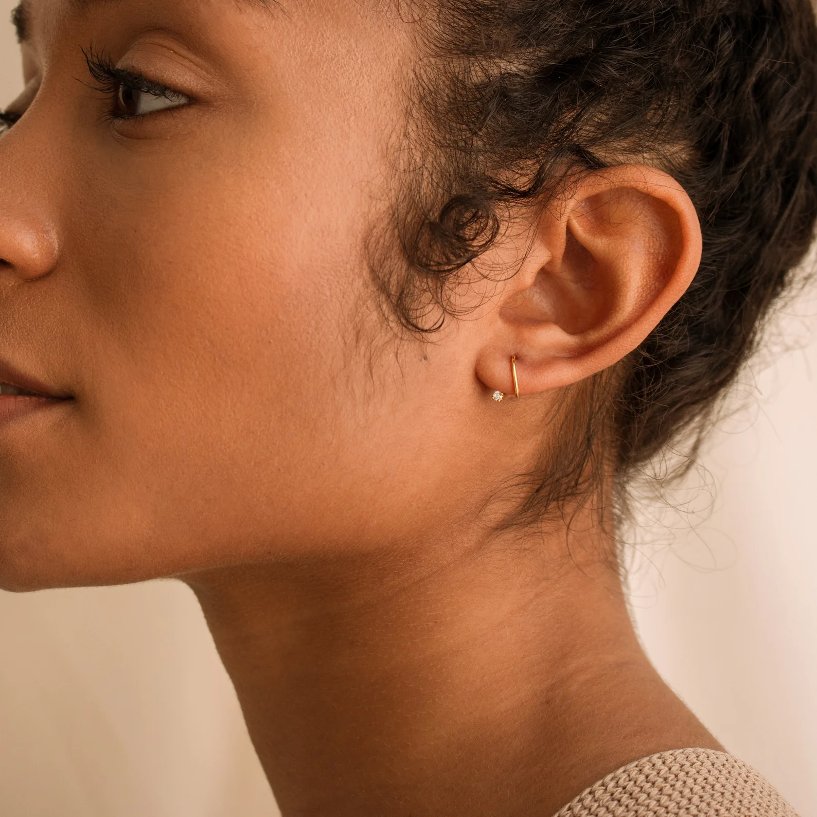 Jady Wire Diamond Hoops - Image 7