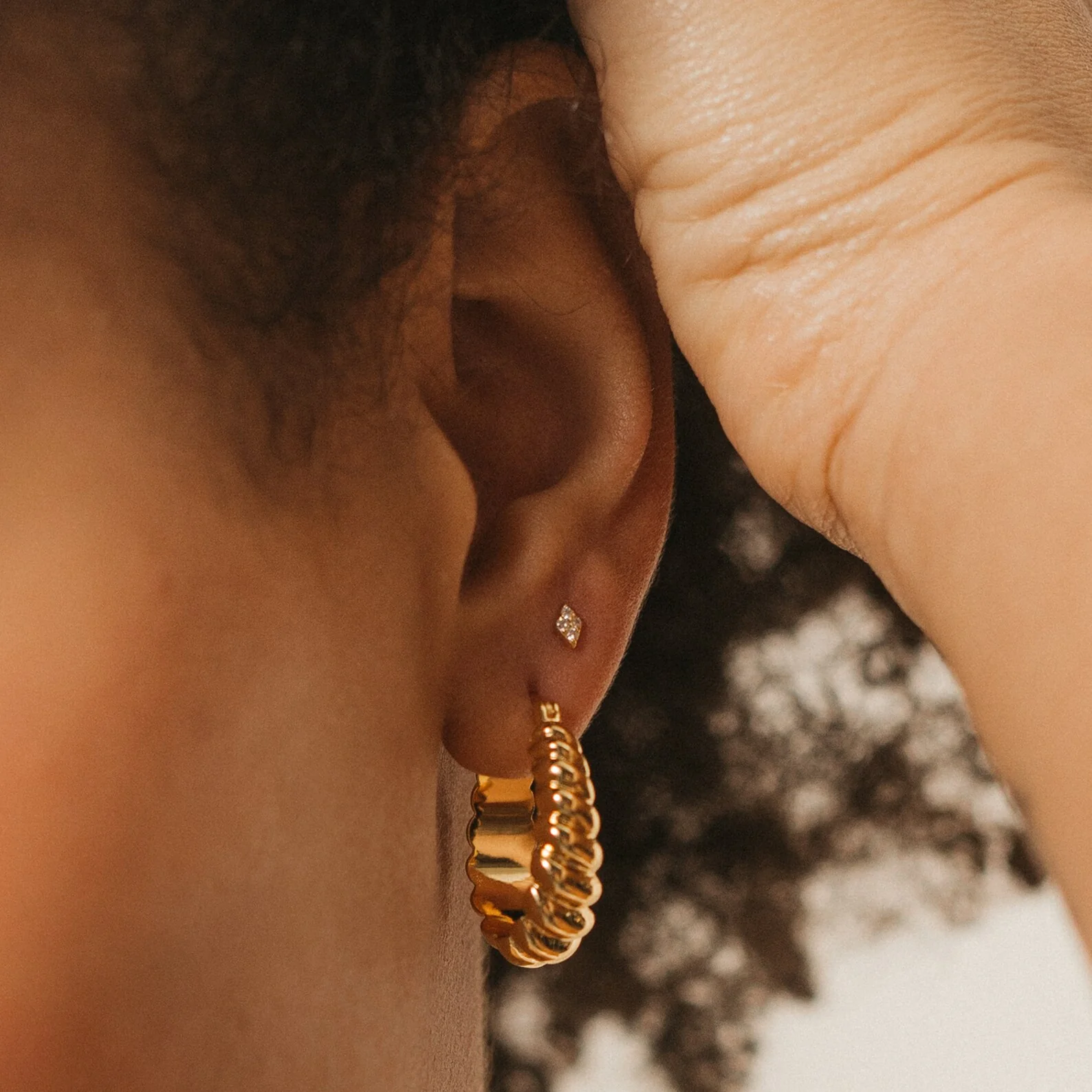 Jocelyn Diamond Studs in Silver - Image 2