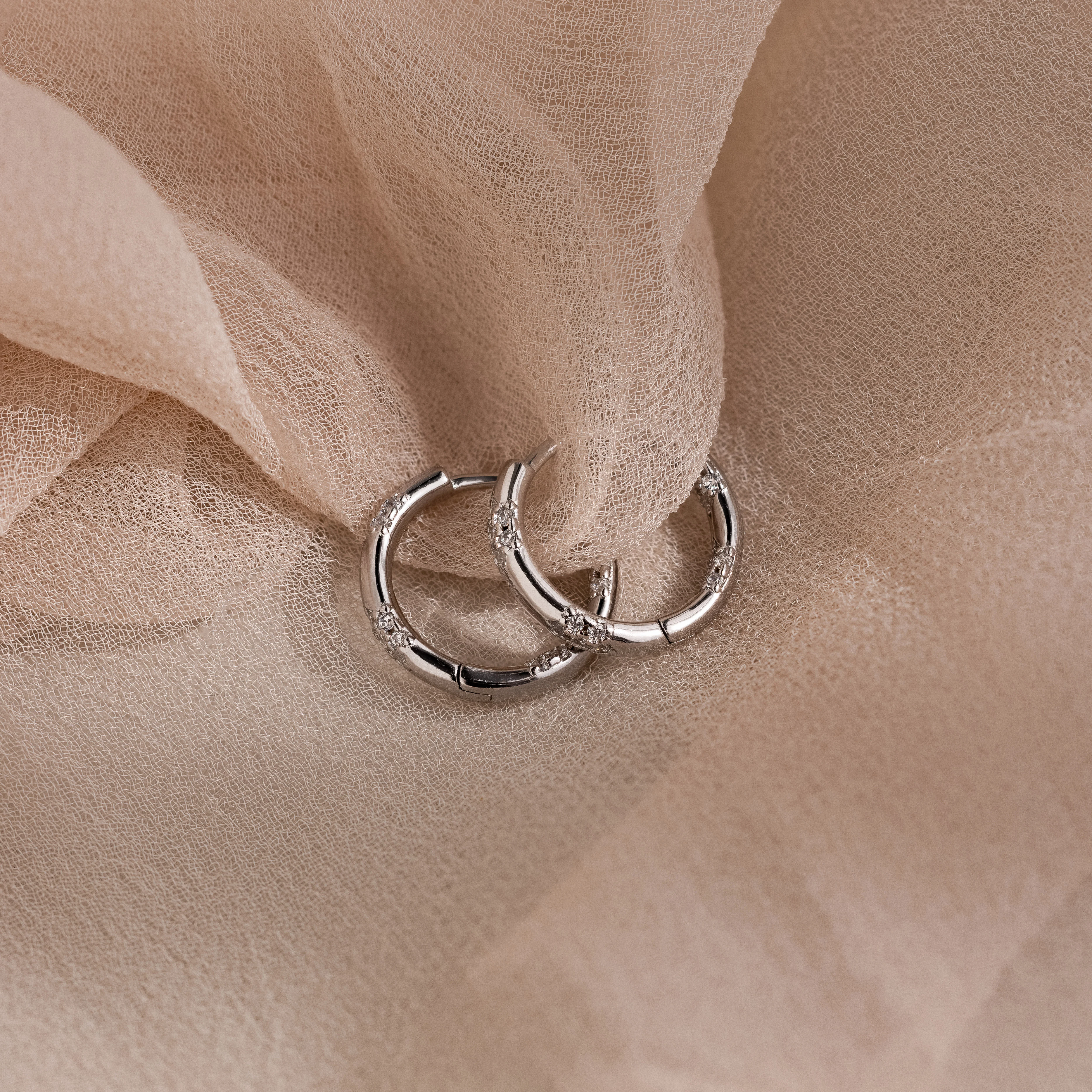 Kaia Diamond Huggies in Silver - Image 6