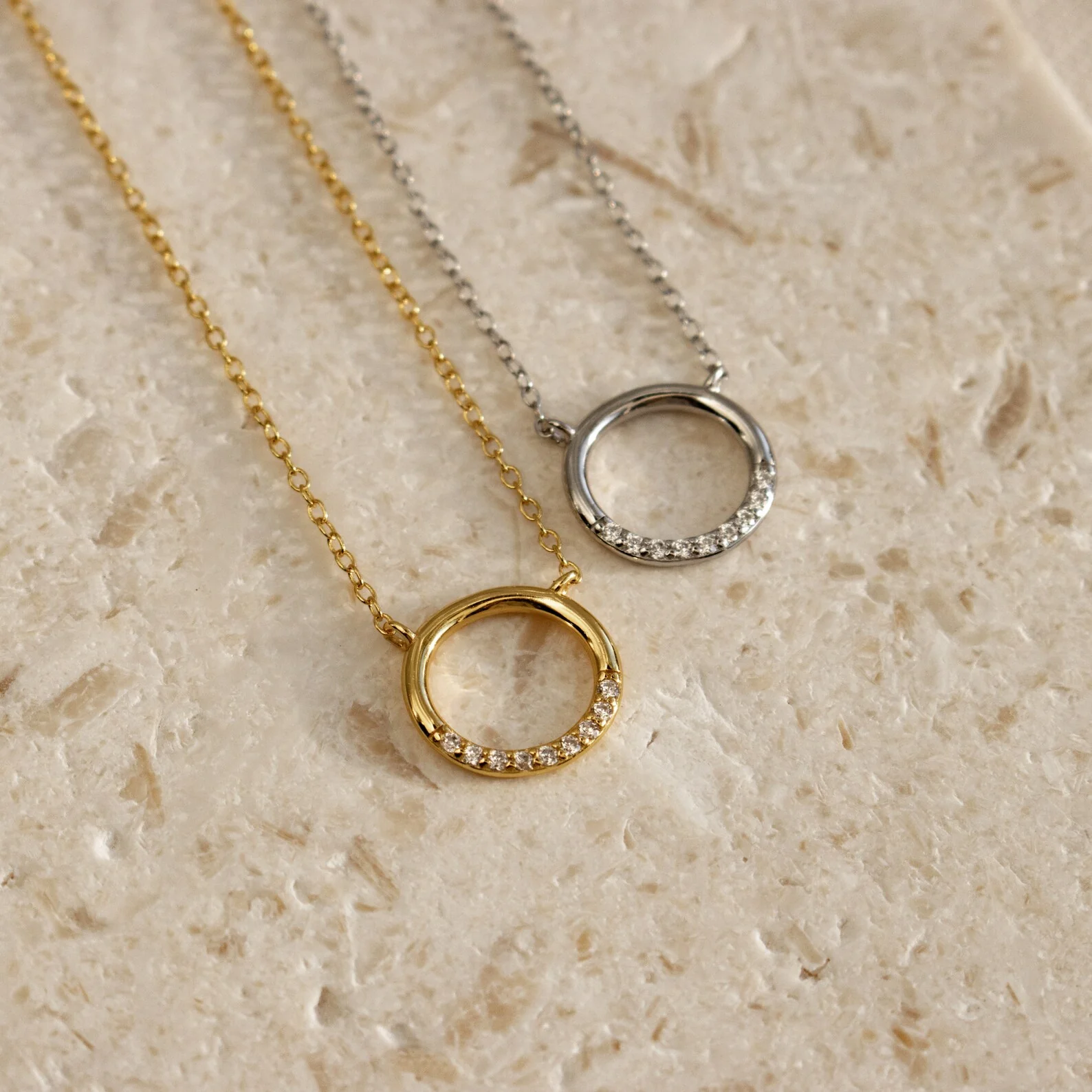 Kayla Pave Circle Necklace - Image 2