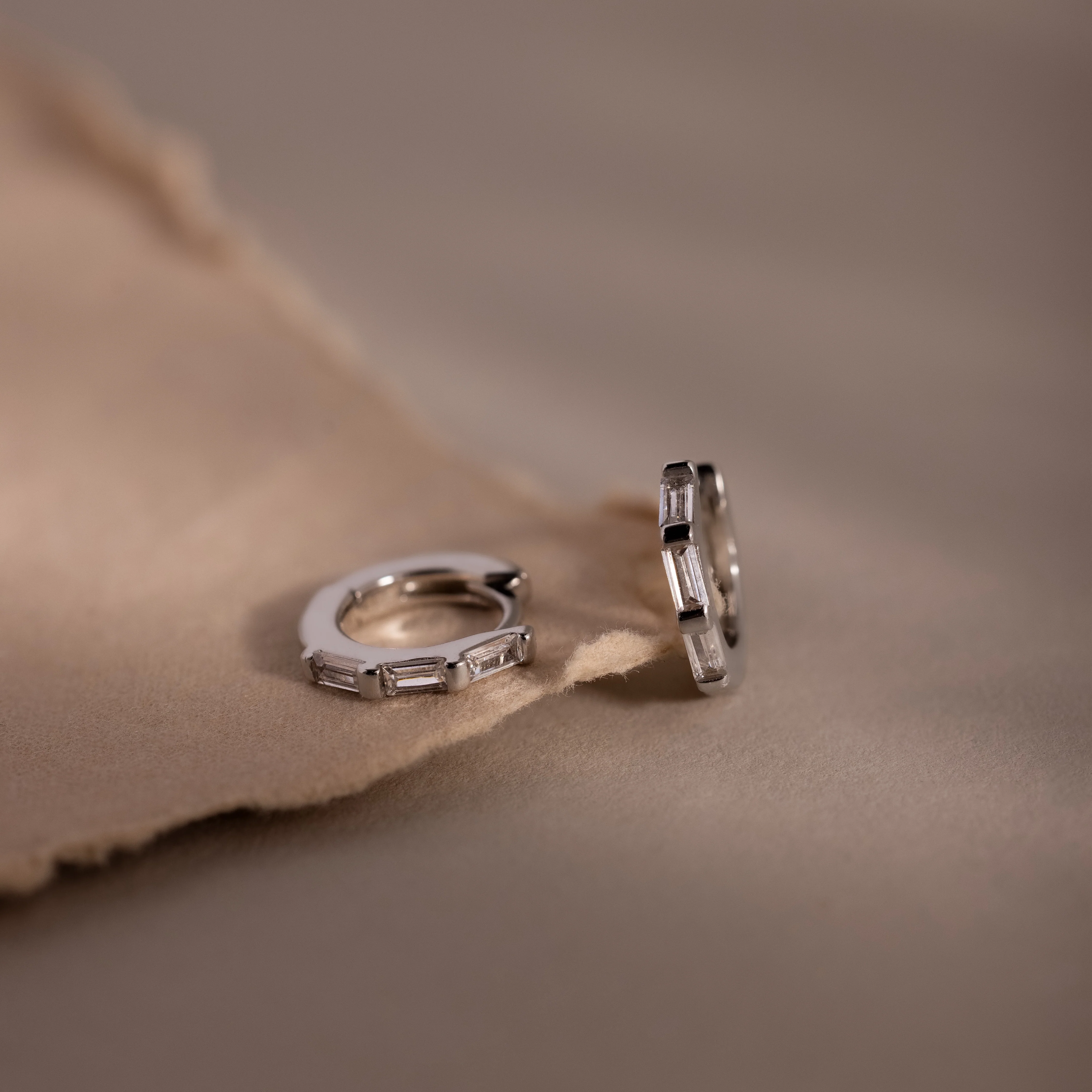 Kenia Diamond Huggies in Silver - Image 3