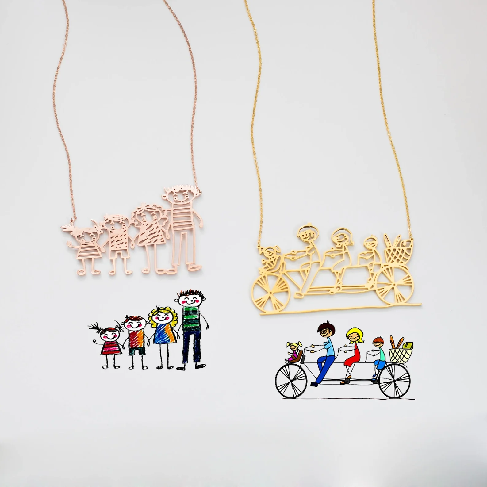 Kids Drawing Necklace in 18K Gold - Image 3