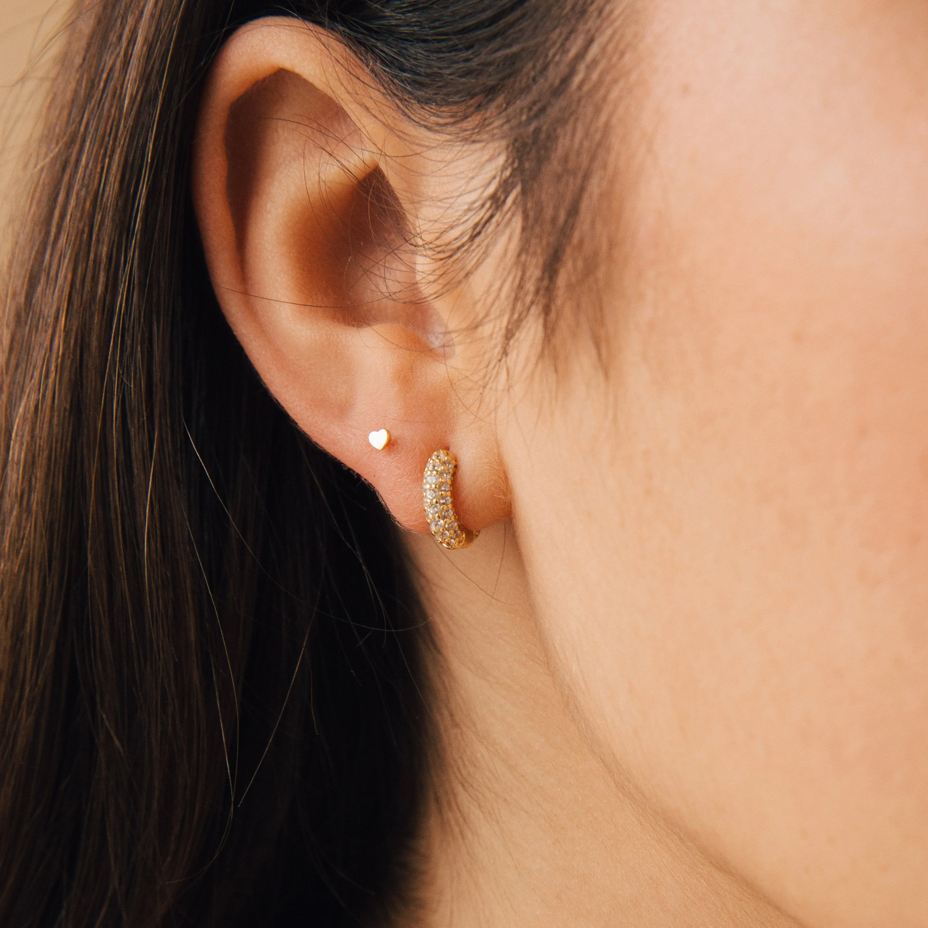 Kira Pave Huggies in 18K Gold - Image 2