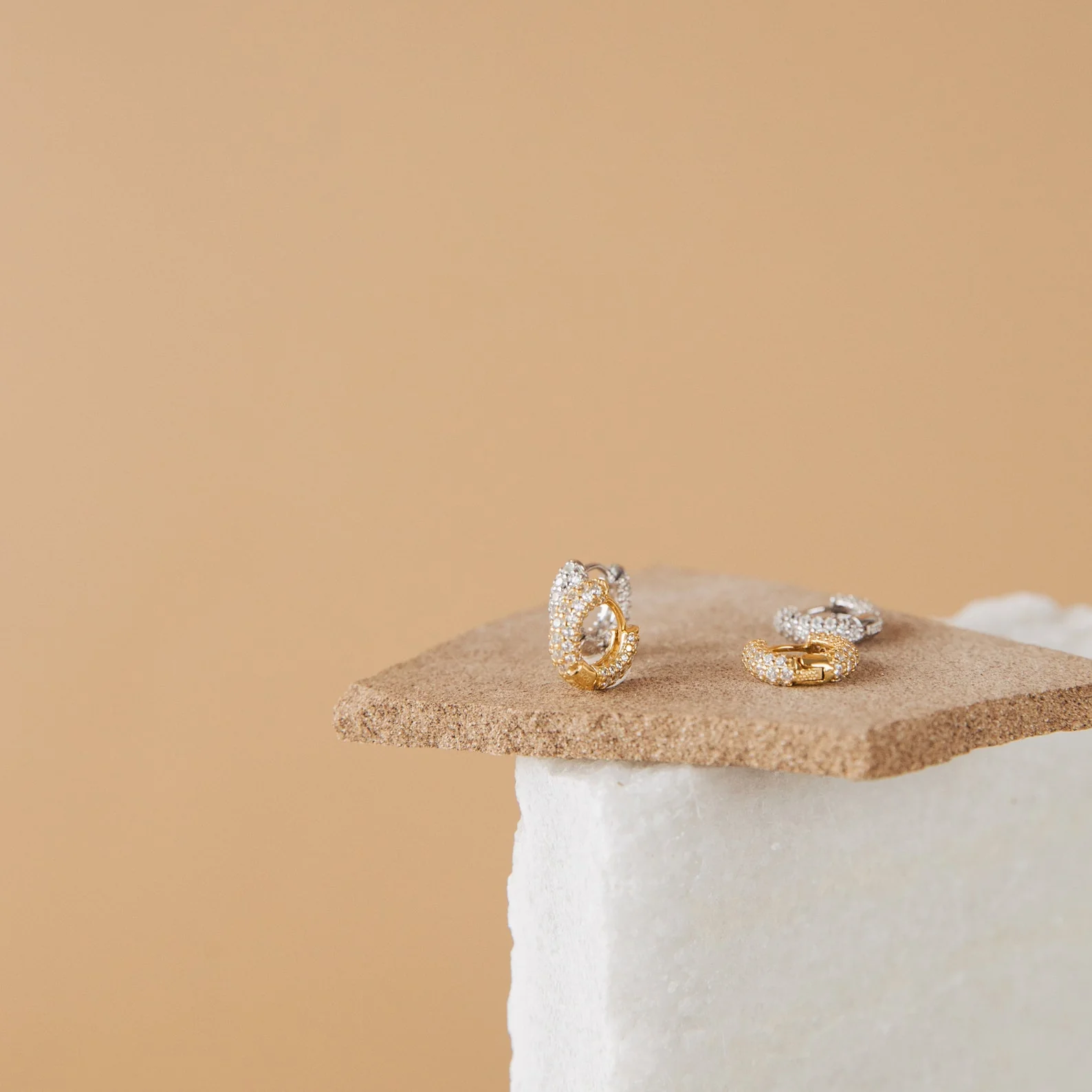 Kira Pave Huggies in 18K Gold - Image 3