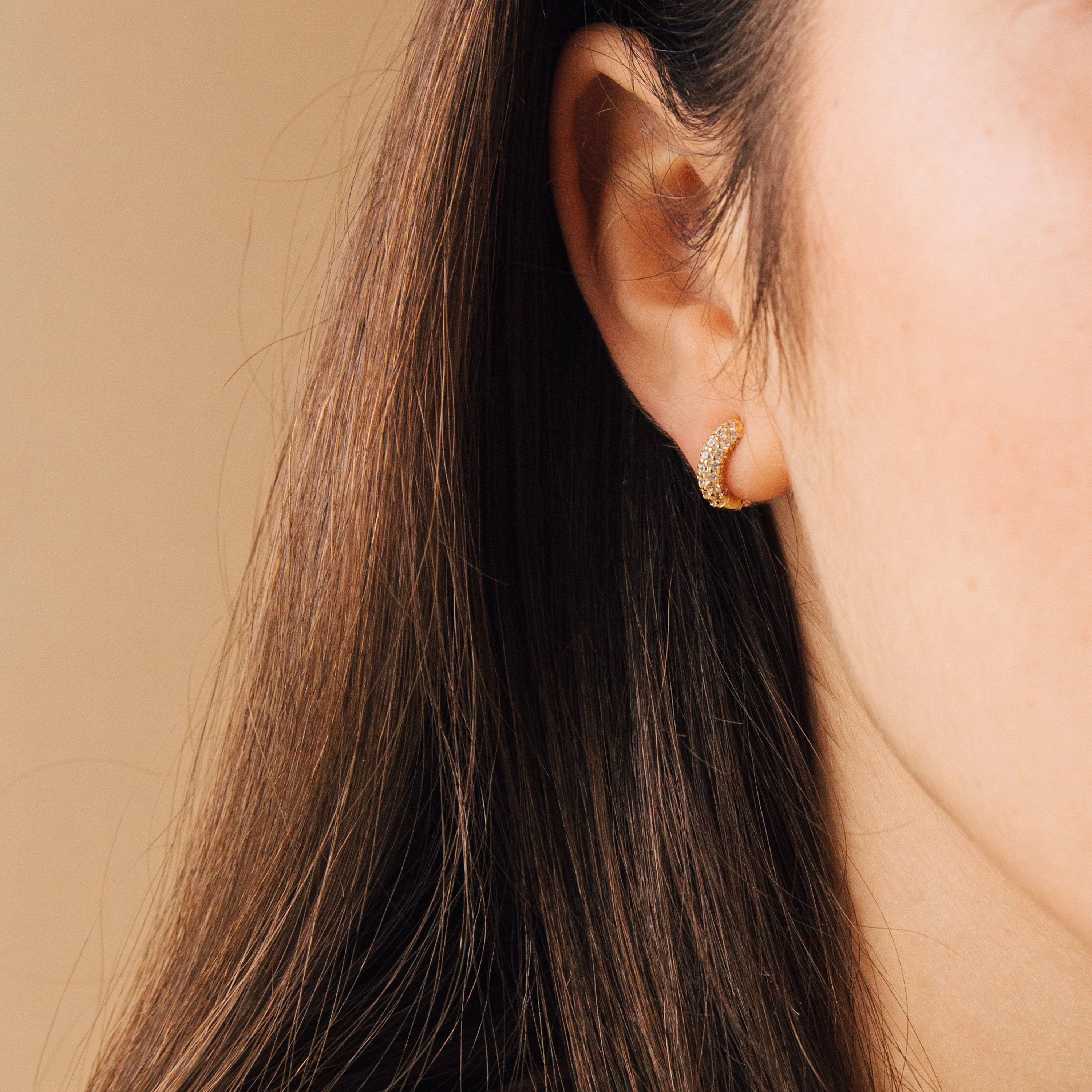 Kira Pave Huggies in 18K Gold - Image 4