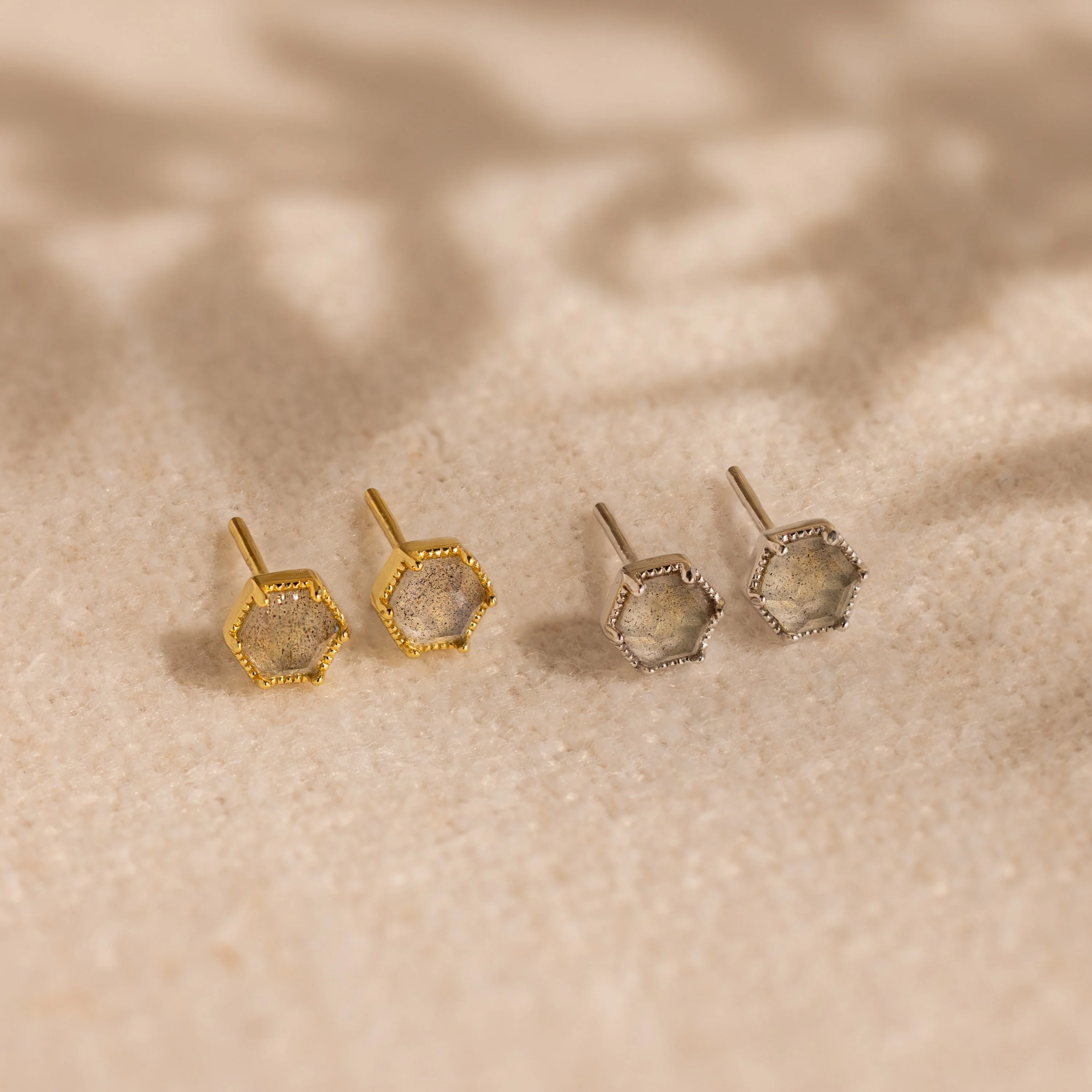 Labradorite Hexagon Studs - Image 3