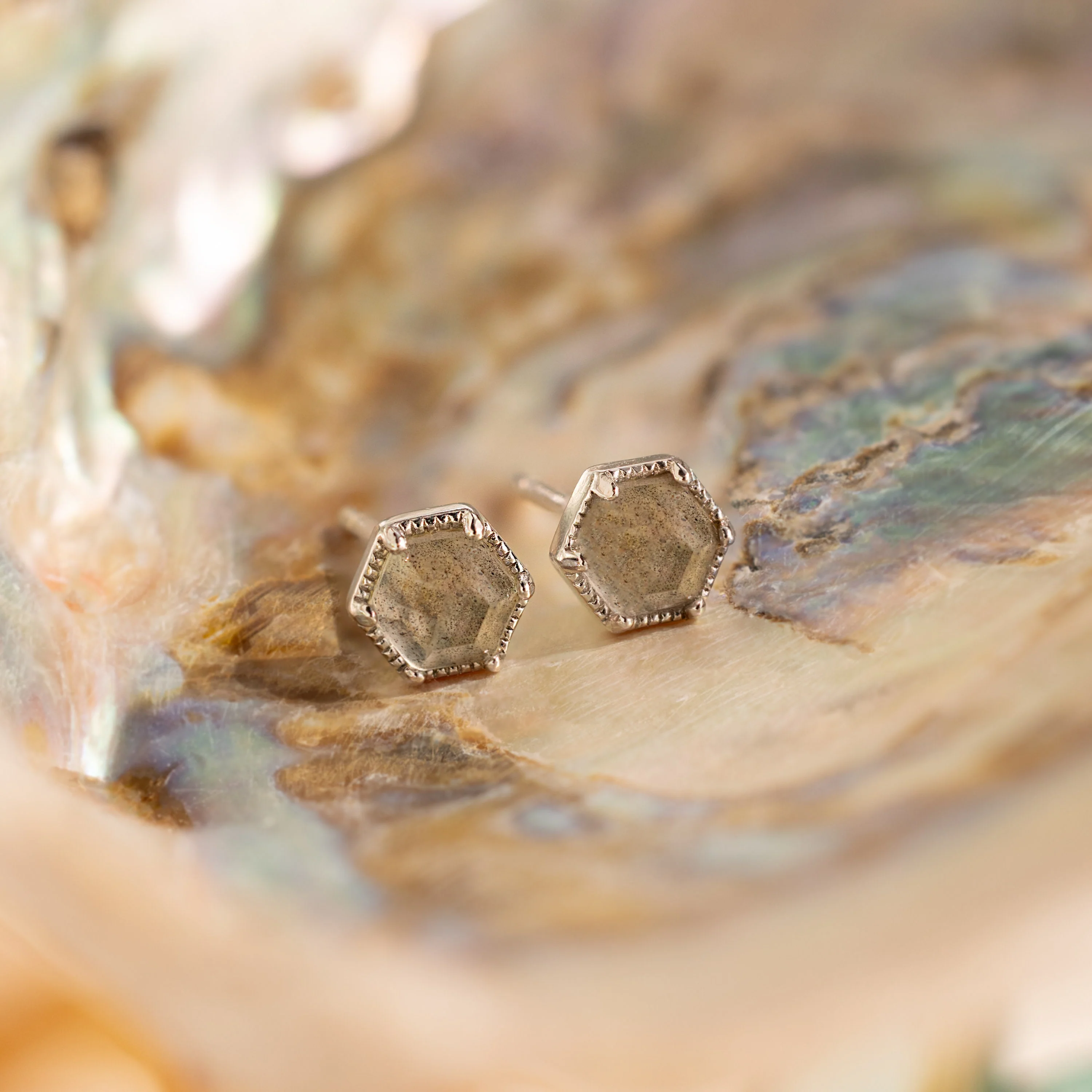 Labradorite Hexagon Studs - Image 5