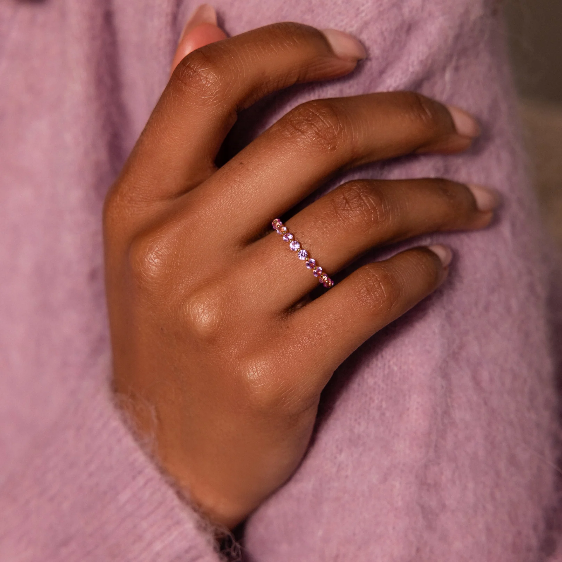 Lace Eternity Birthstone Ring - Image 4