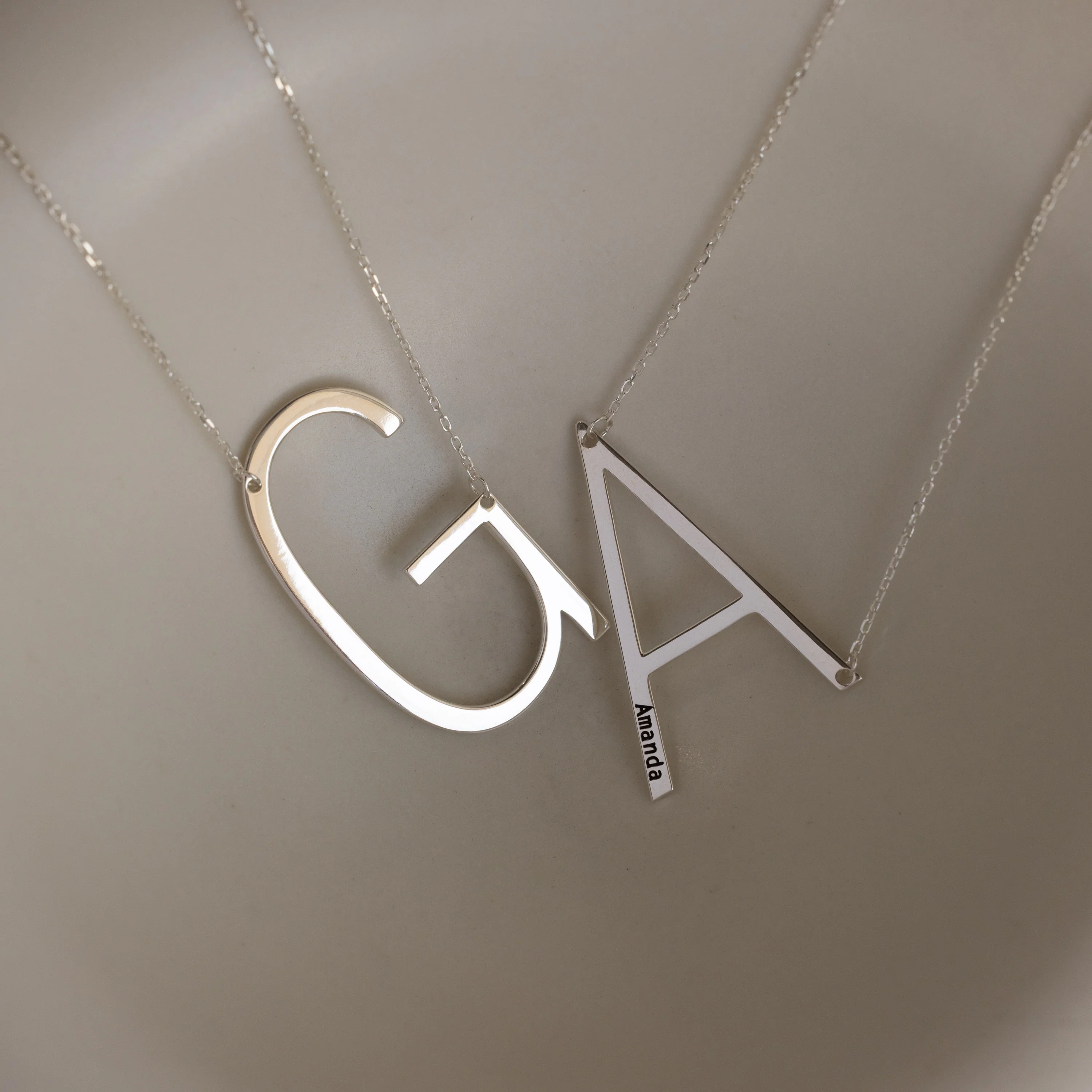 Large Sideways Initial Necklace - Image 4