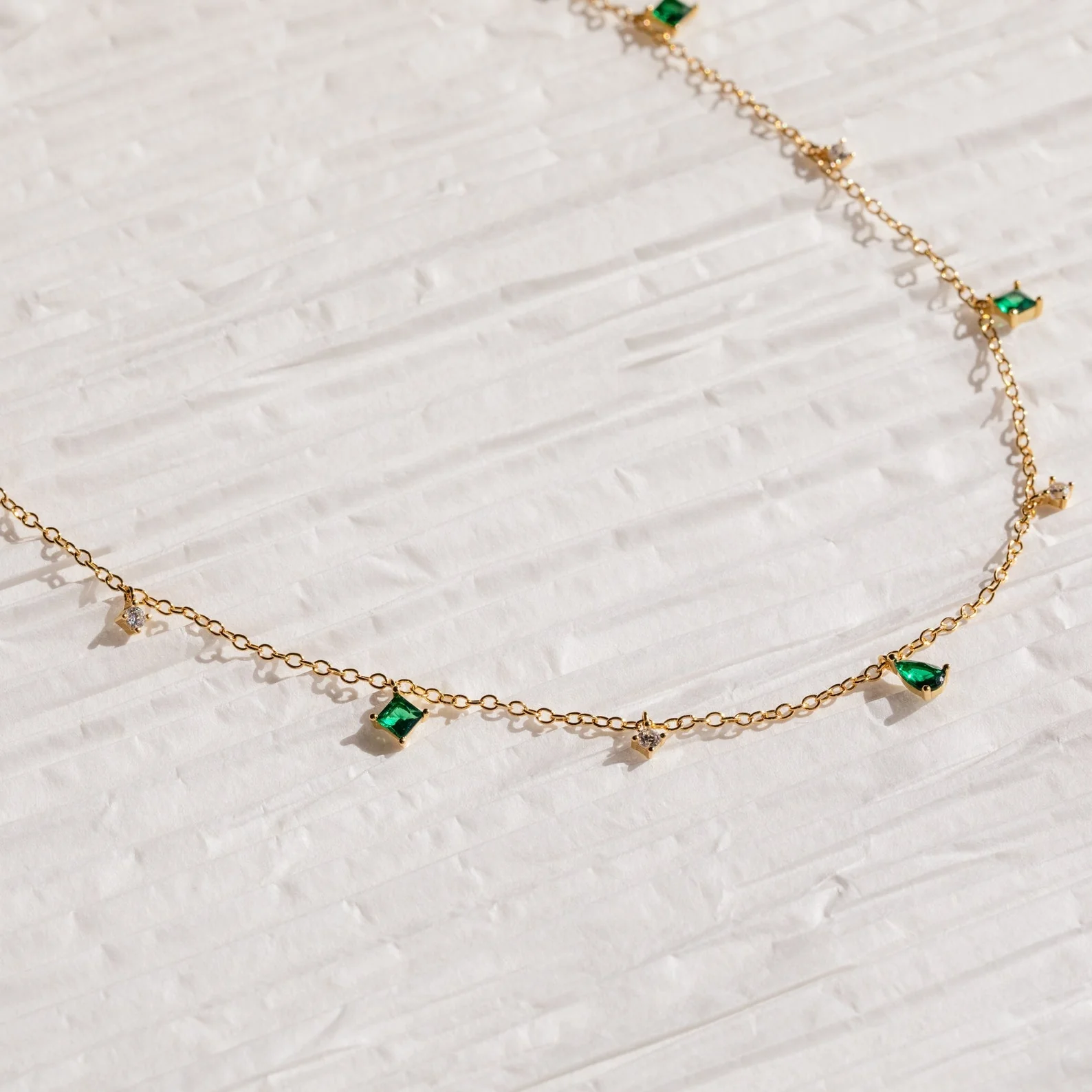 Larissa Emerald Station Necklace - Image 2