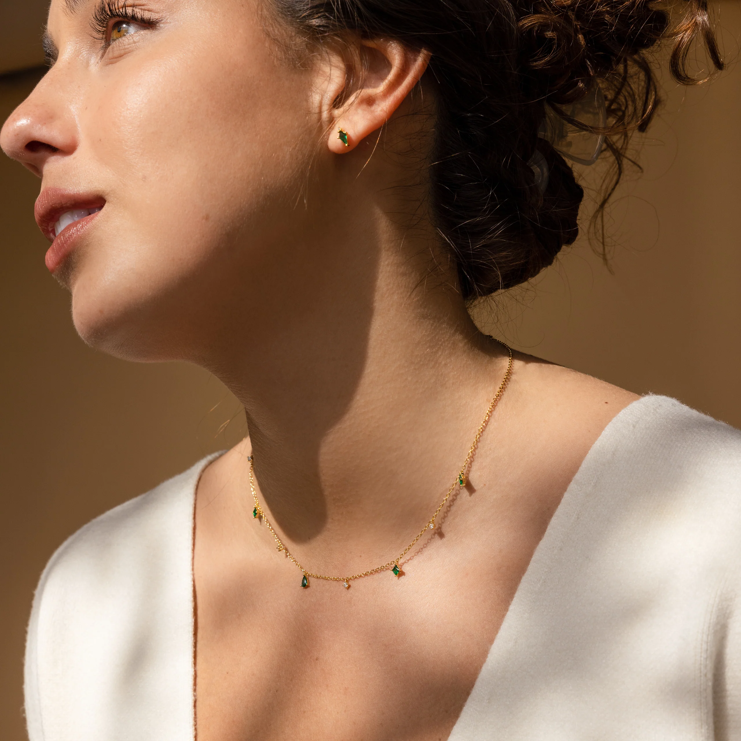 Larissa Emerald Station Necklace - Image 3