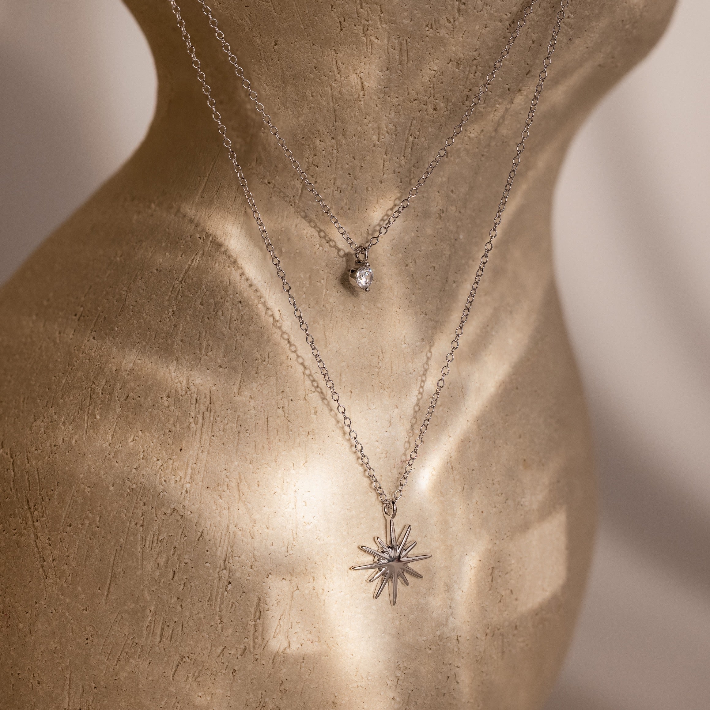 Laura Starburst Duo Necklace in Silver