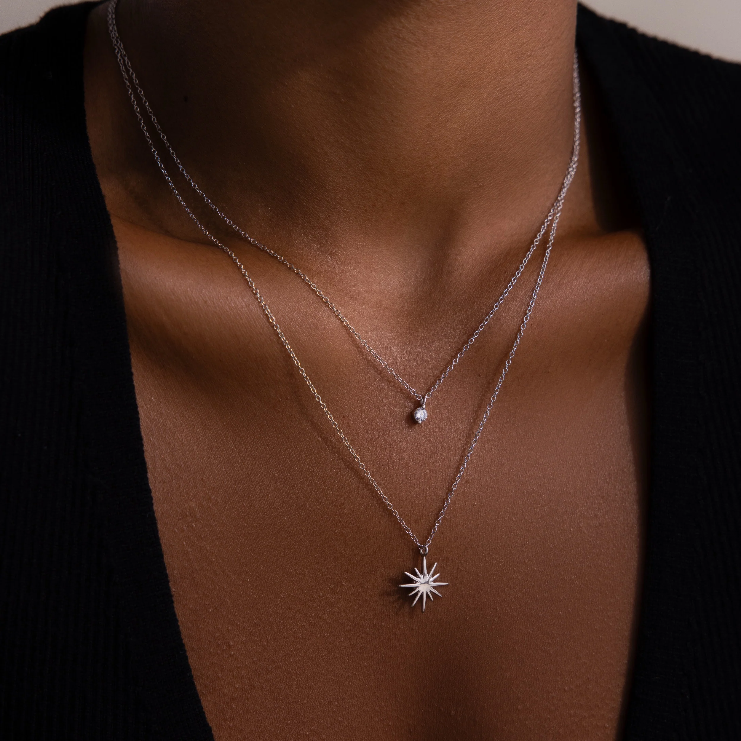 Laura Starburst Duo Necklace in Silver - Image 2