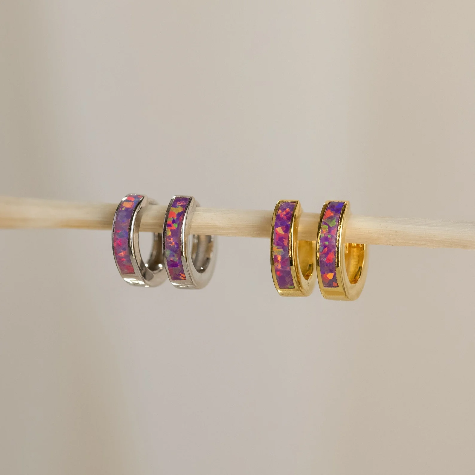 Lavender Opal Inlay Huggies - Image 5