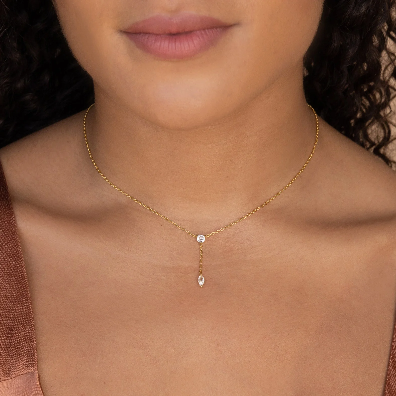 Leena Diamond Lariat Necklace - Image 5