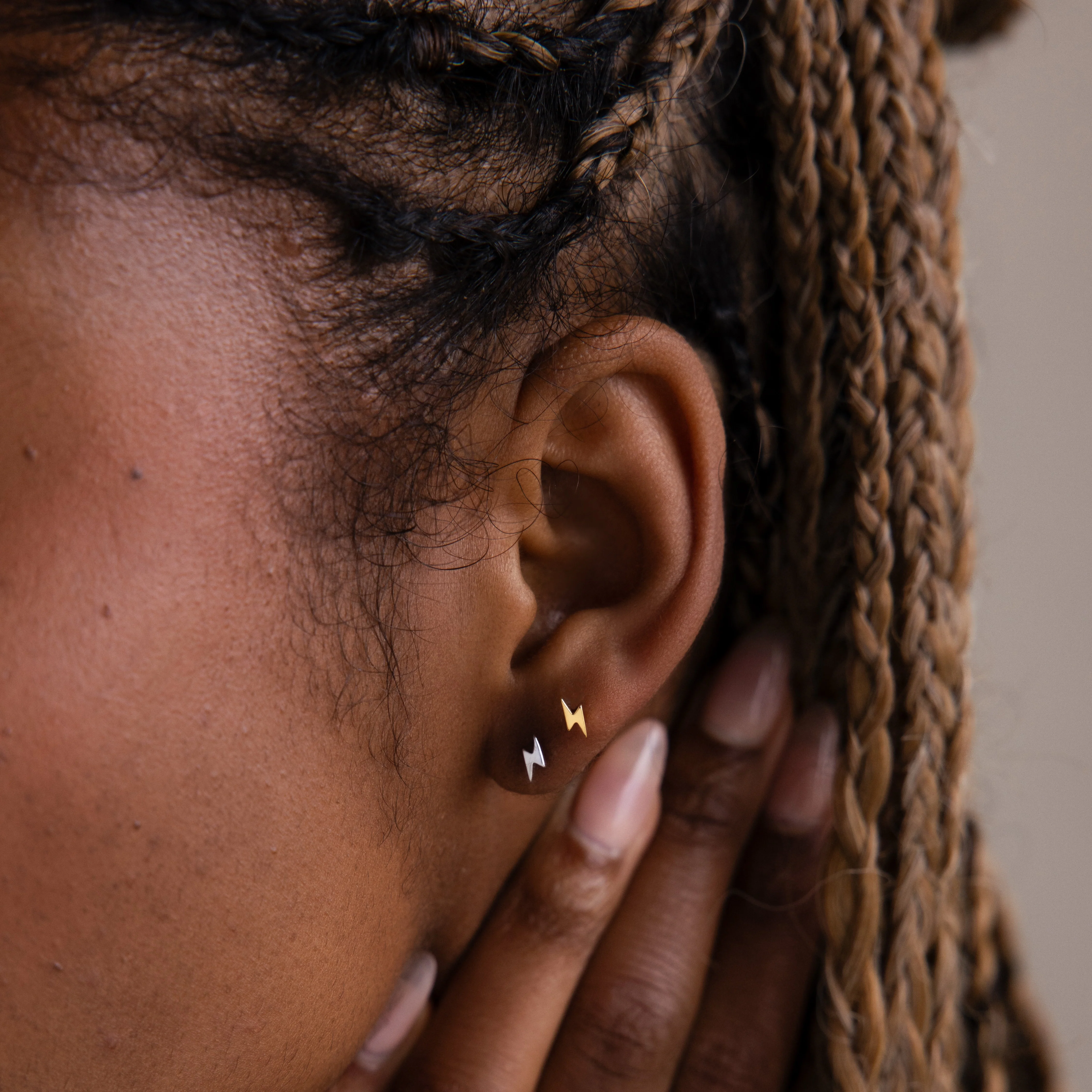 Lightning Bolt Studs in Silver - Image 5