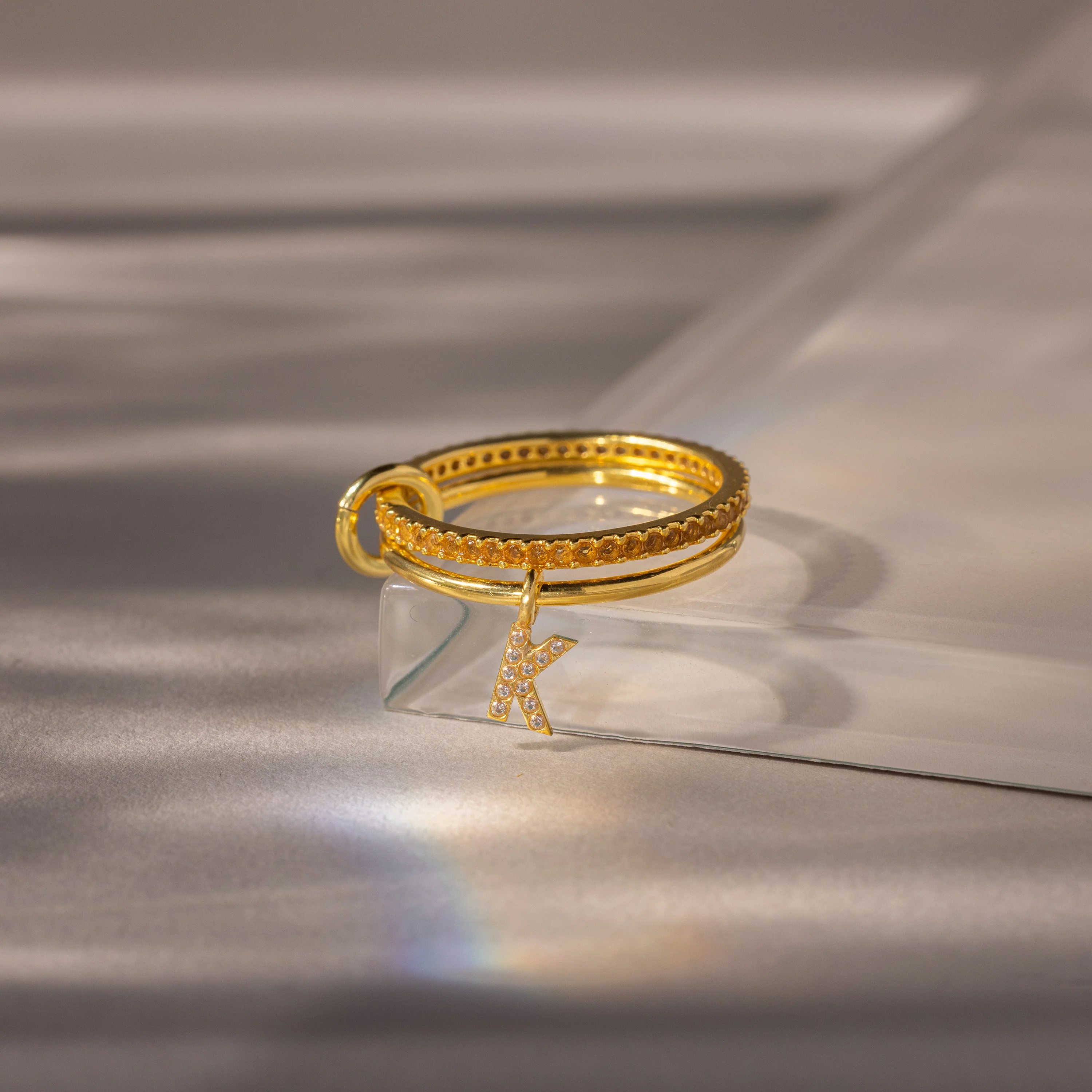 Linked Initial Birthstone Ring Set - Image 15
