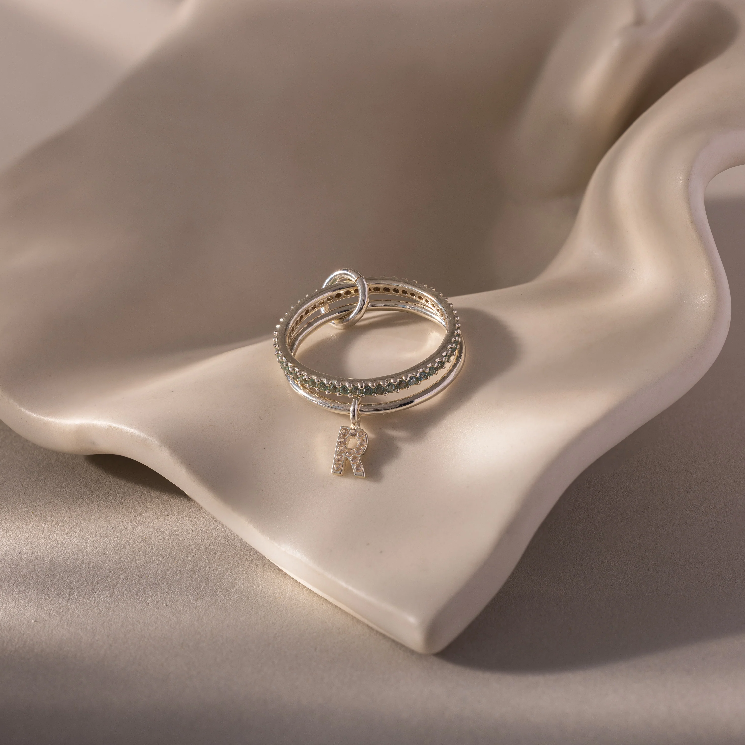 Linked Initial Birthstone Ring Set - Image 16