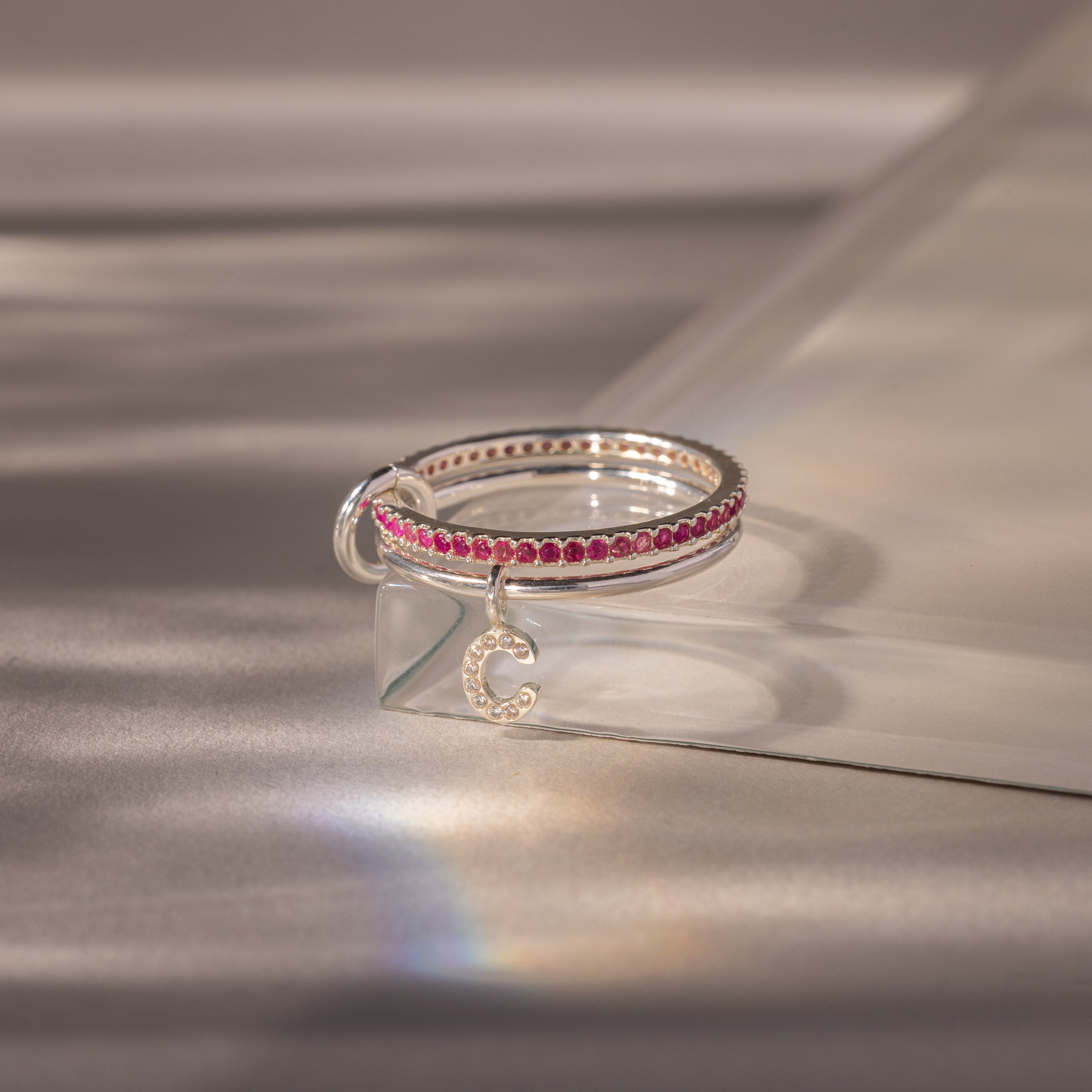 Linked Initial Ruby Ring Set - Image 3