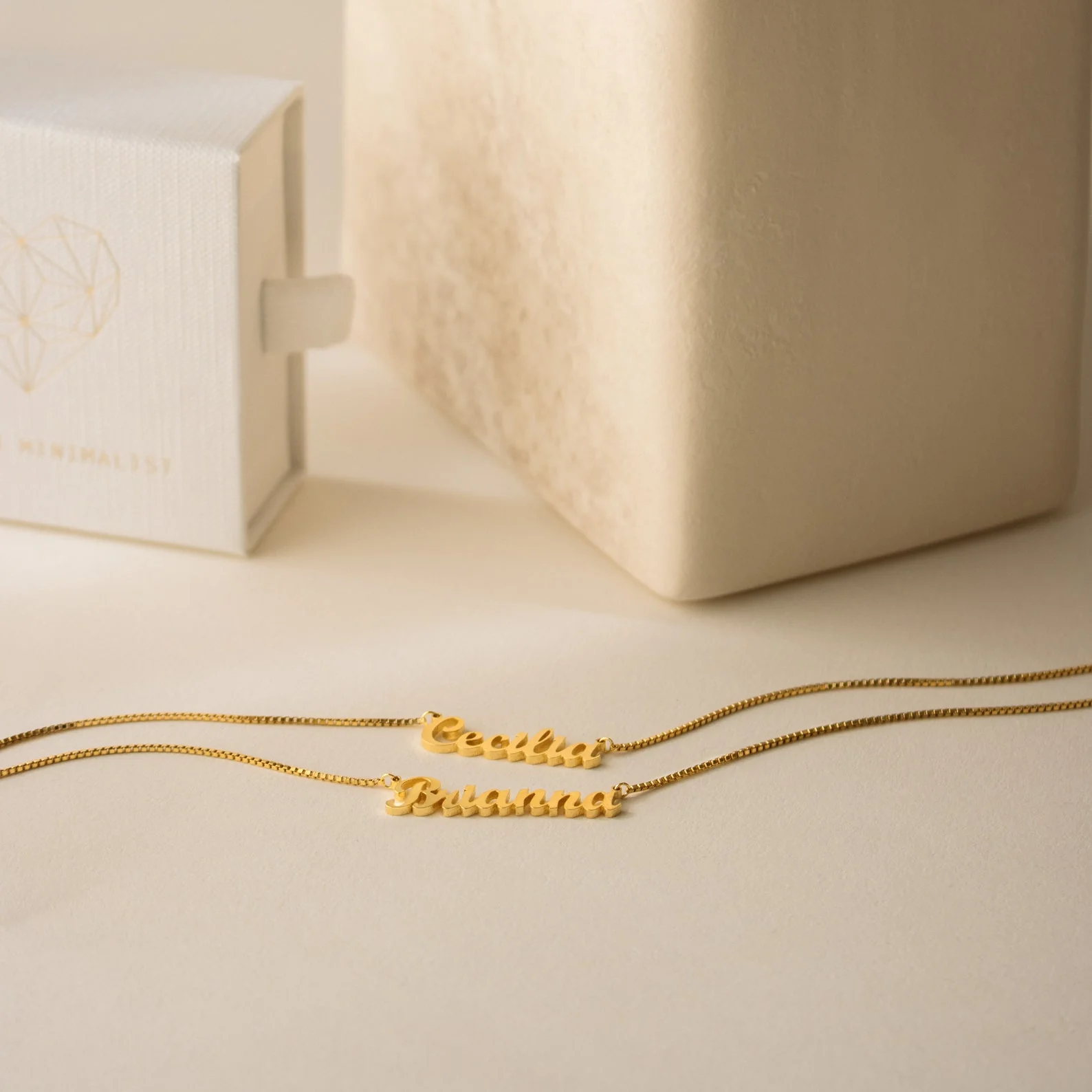 London Double Name Necklace in Box Chain - Image 4