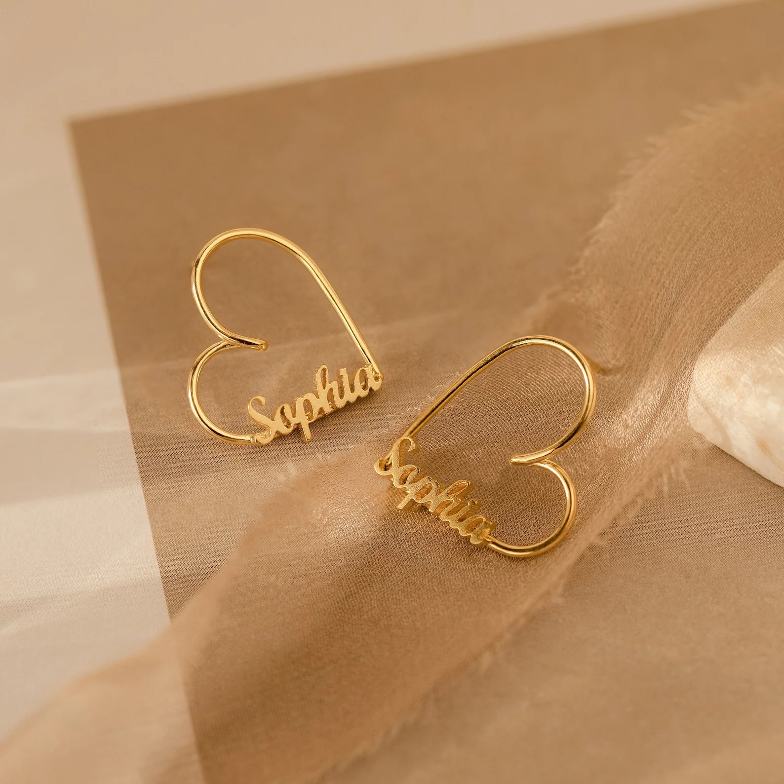 London Heart Name Earrings - Image 3