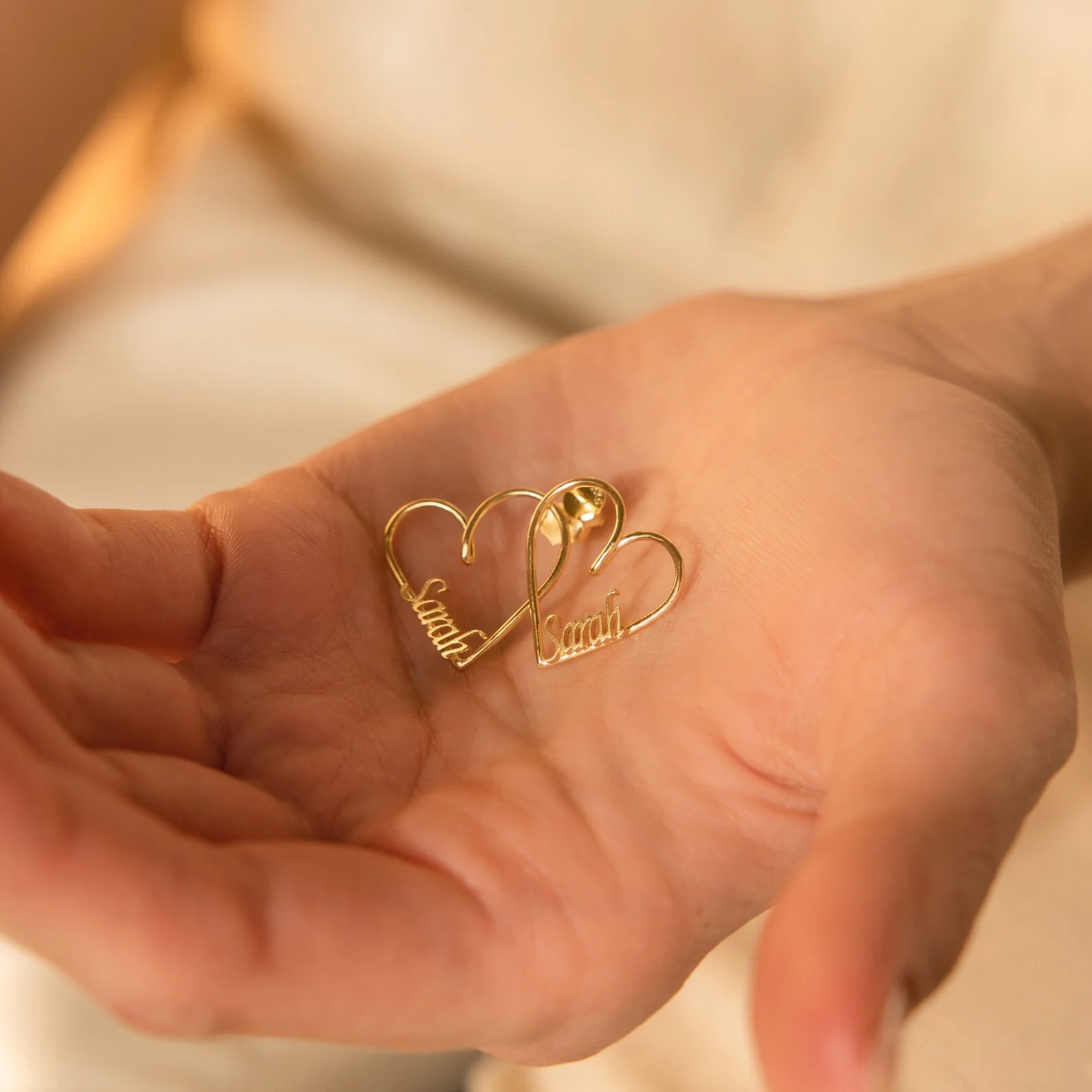 London Heart Name Earrings - Image 4