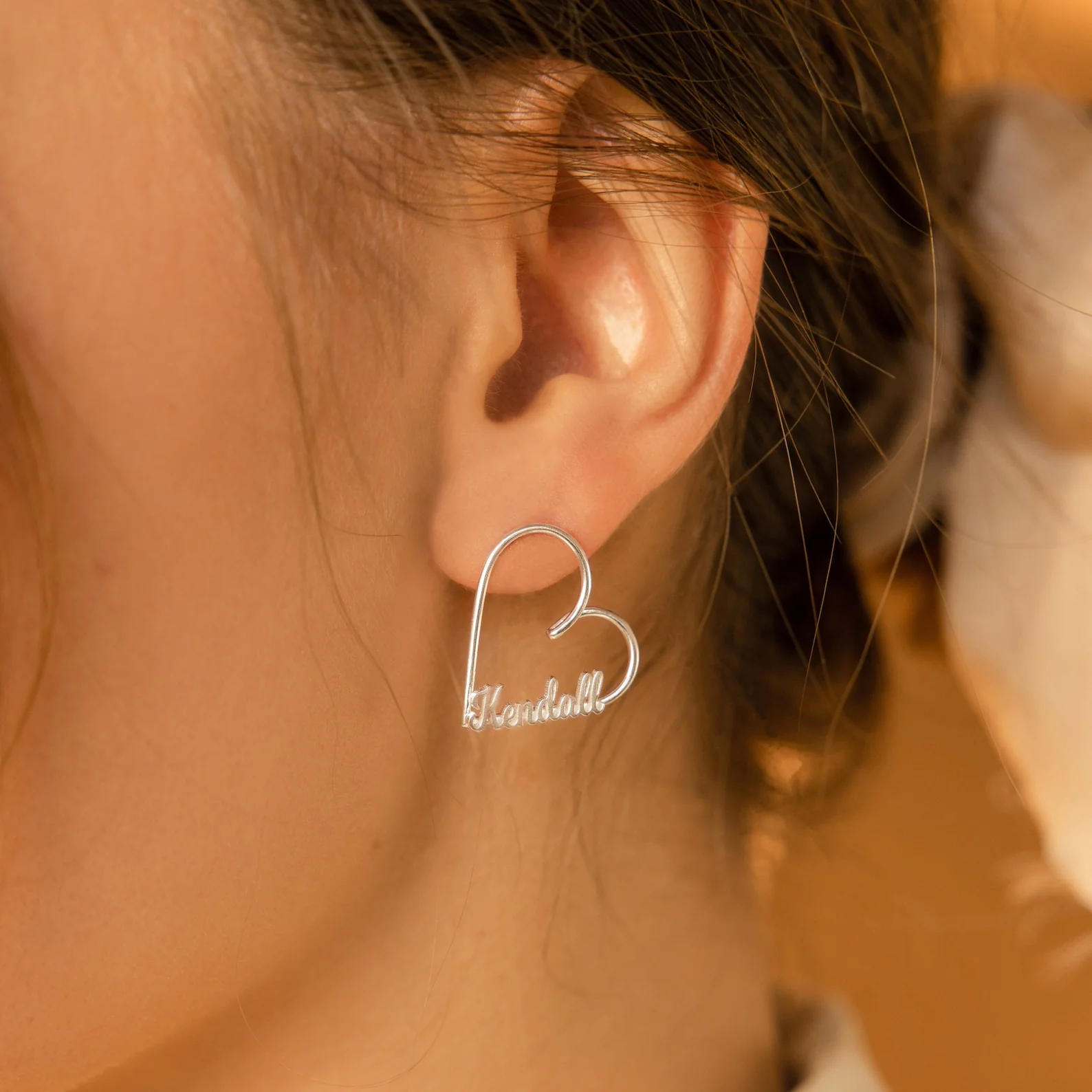 London Heart Name Earrings - Image 5