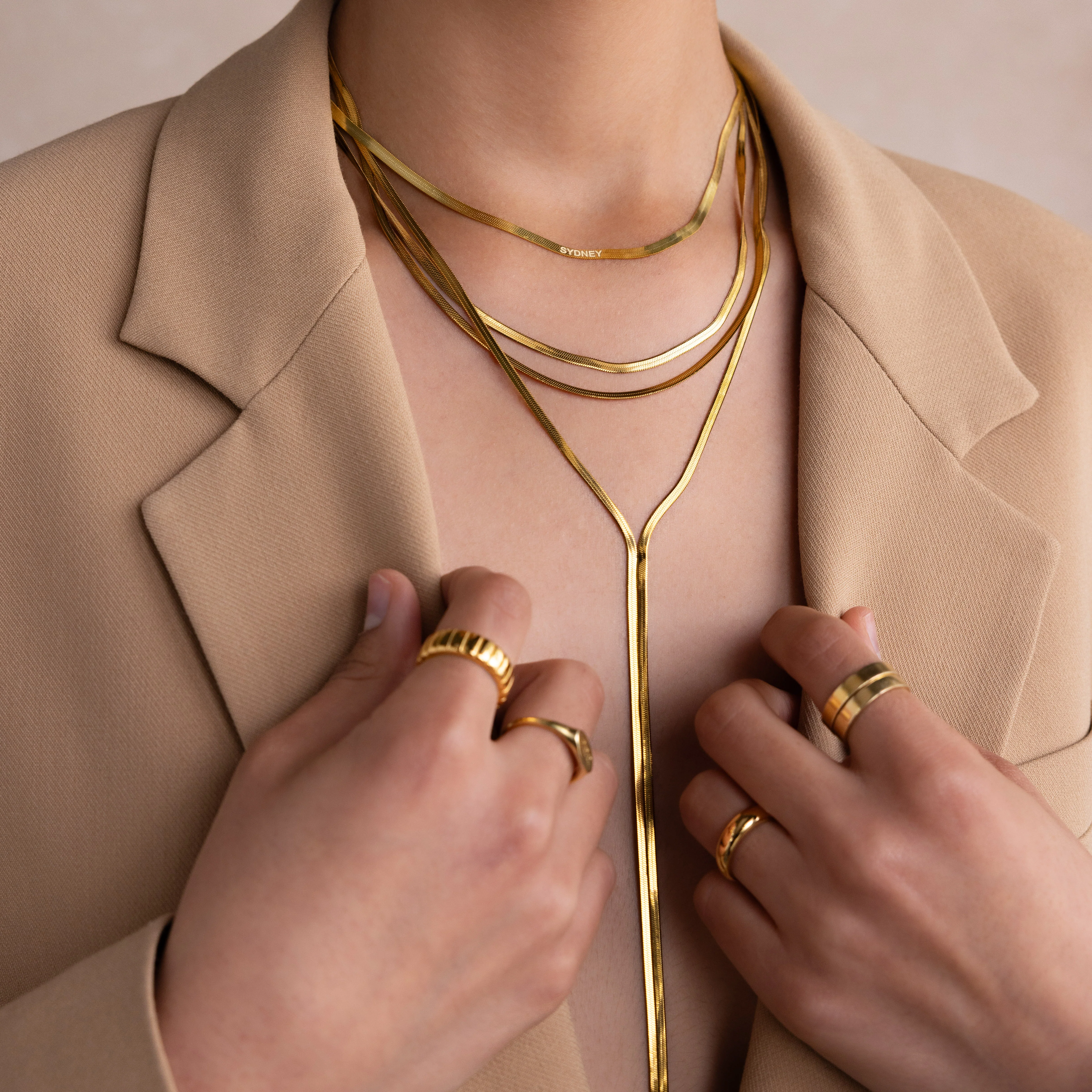 Long Y Herringbone Chain Necklace - Image 6