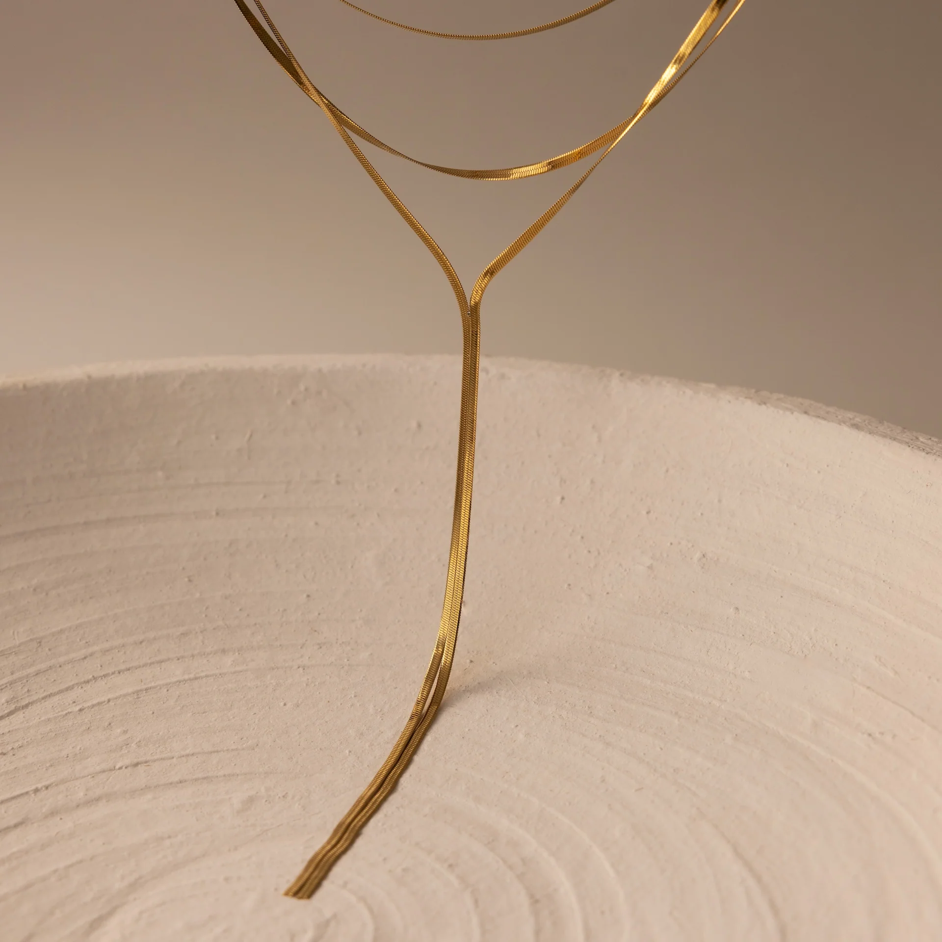 Long Y Herringbone Chain Necklace - Image 9