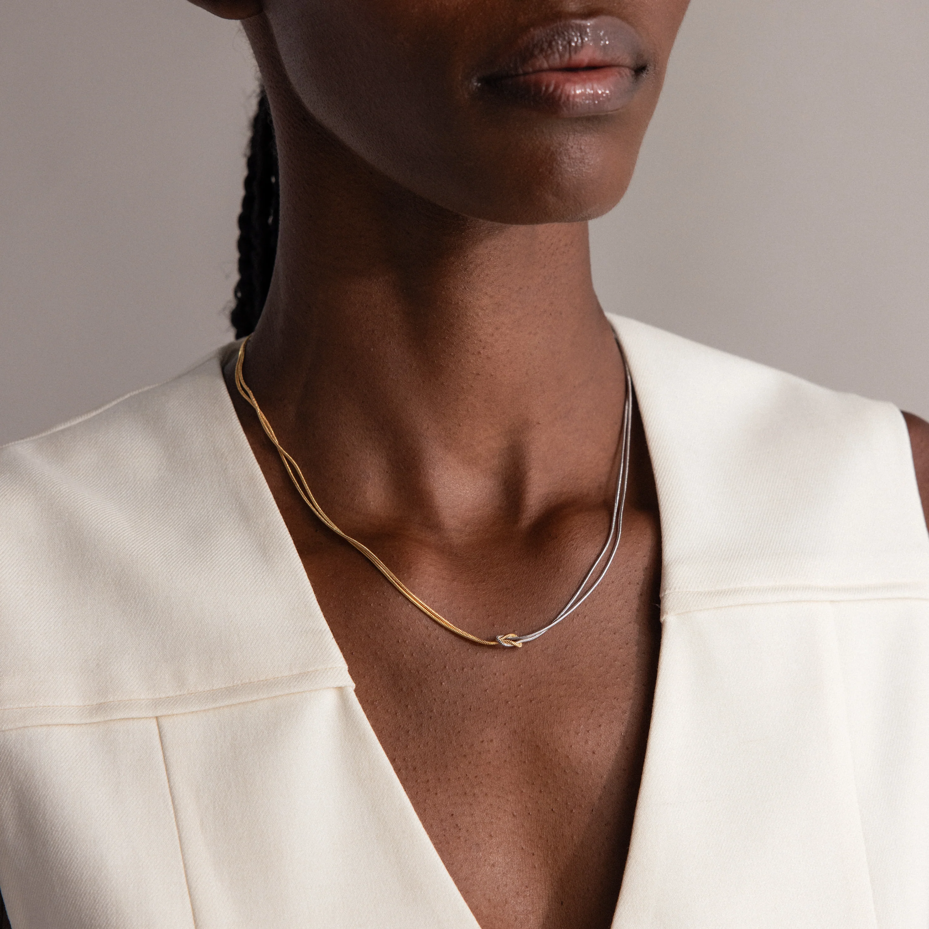 Love Knot Chain Necklace in Mixed Metal - Image 4