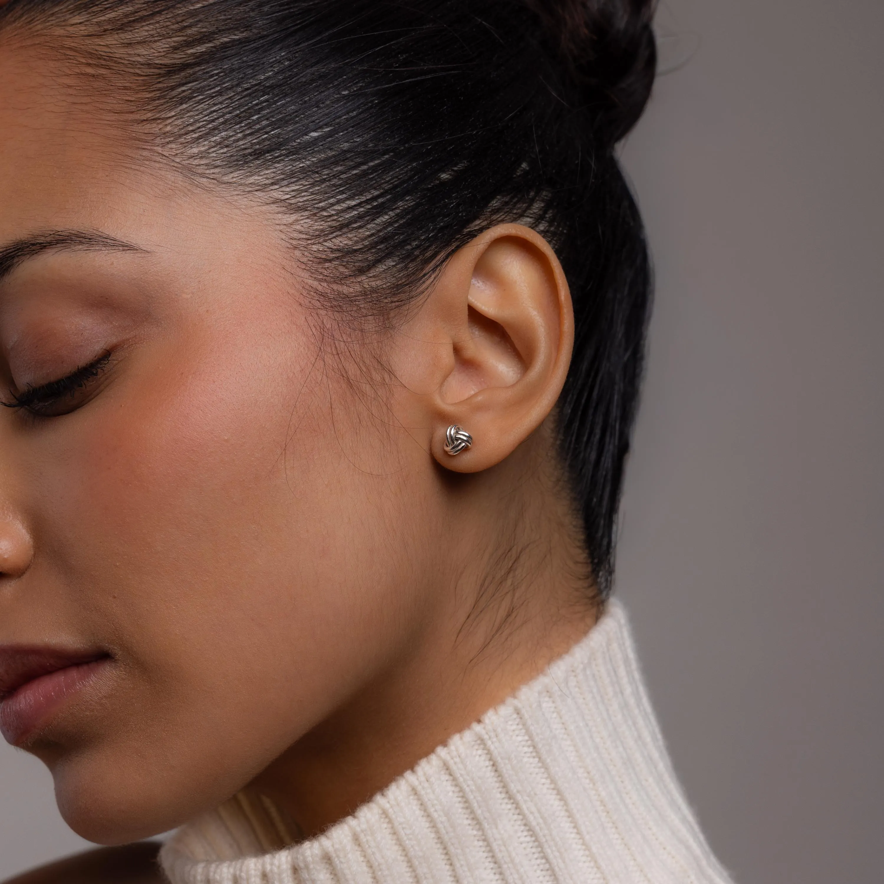 Love Knot Studs in Silver - Image 4
