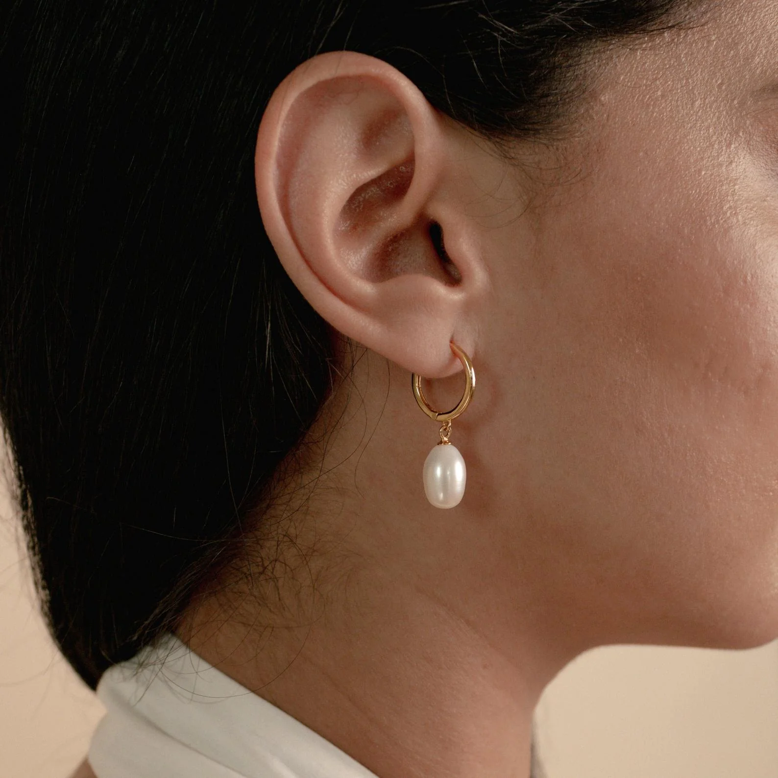 Maggie Pearl Drop Hoops - Image 6