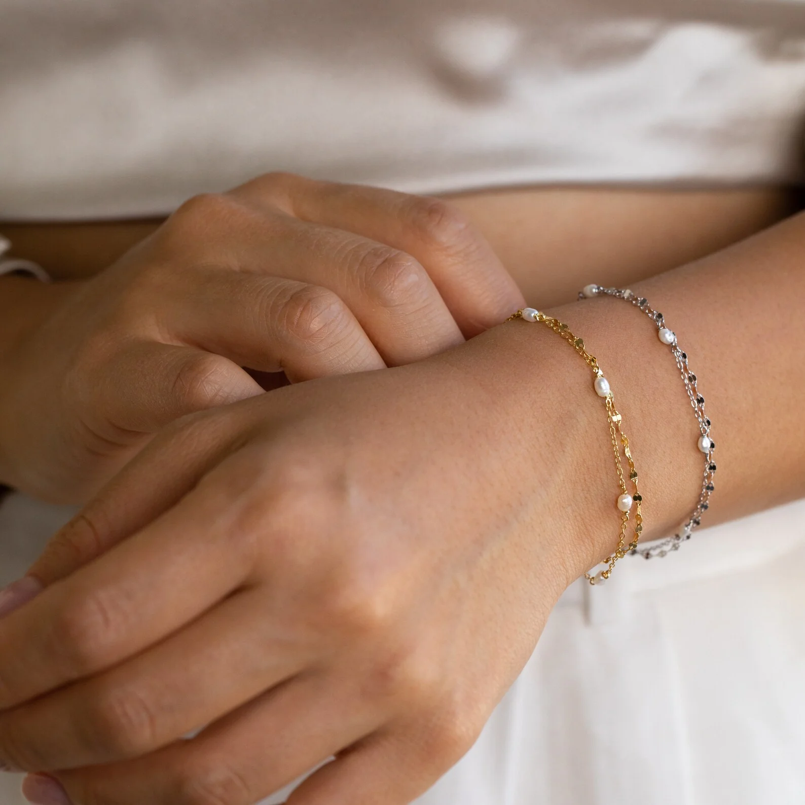 Magnolia Pearl Wrap Bracelet in Silver - Image 3