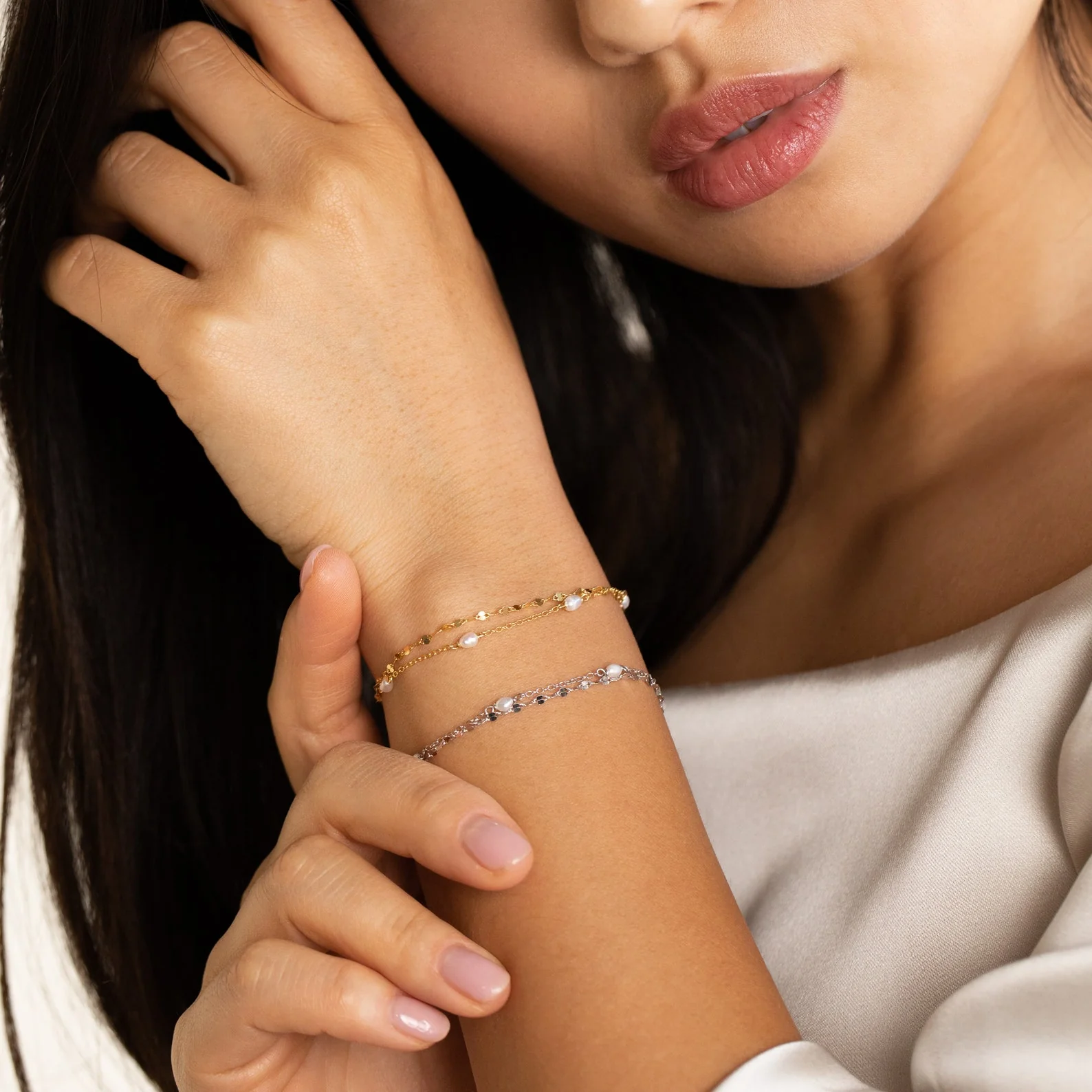 Magnolia Pearl Wrap Bracelet in Silver - Image 4