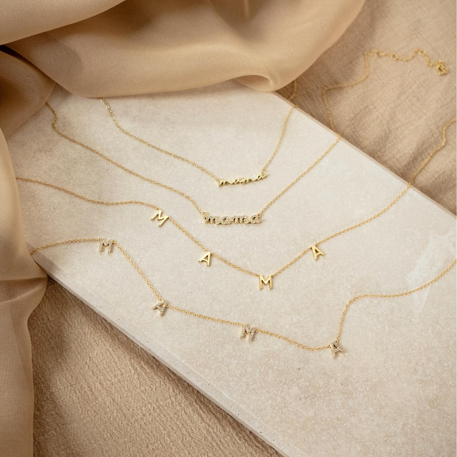 Mama Letter Necklace in Rose Gold - Image 5