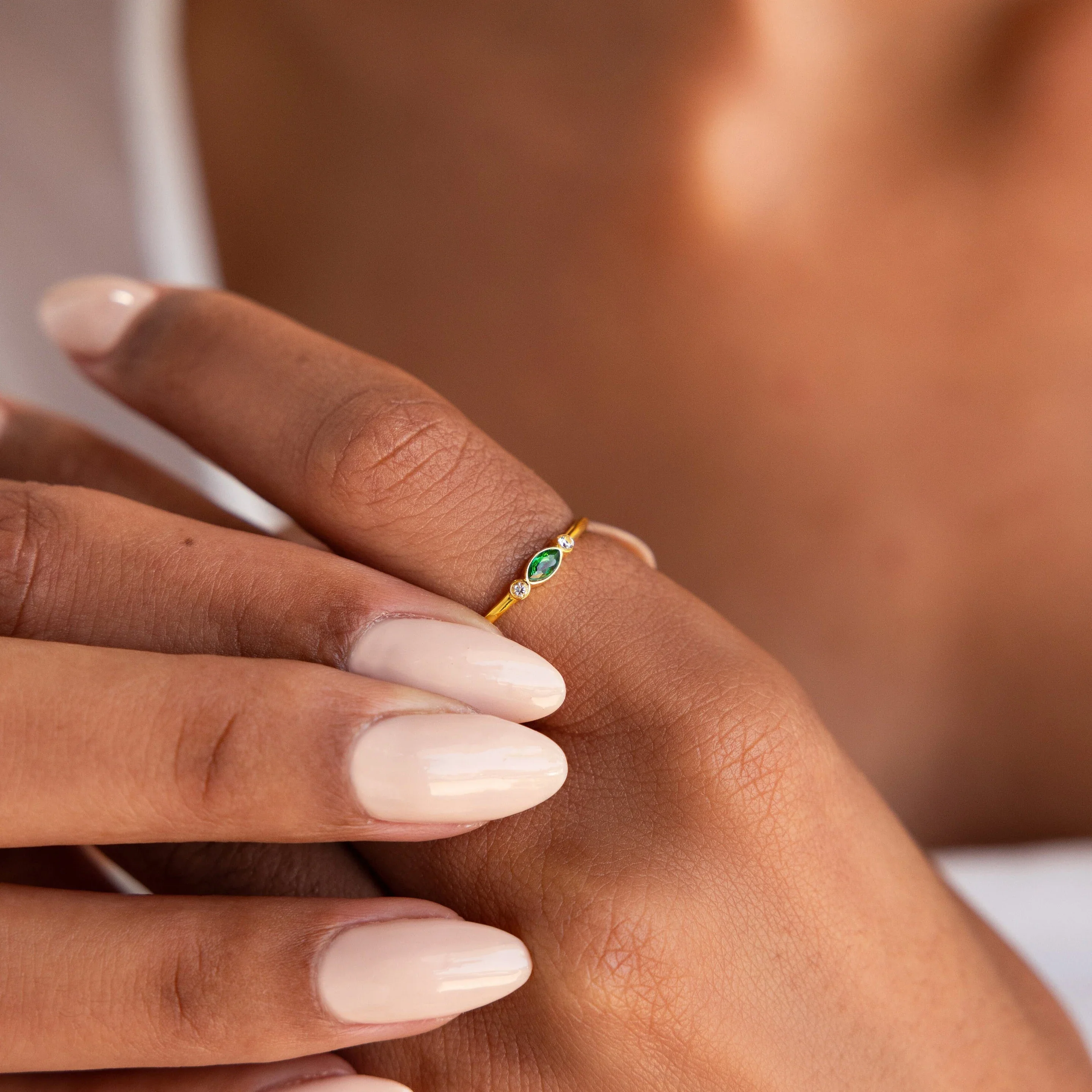 Marquise Bezel Birthstone Ring - Image 4