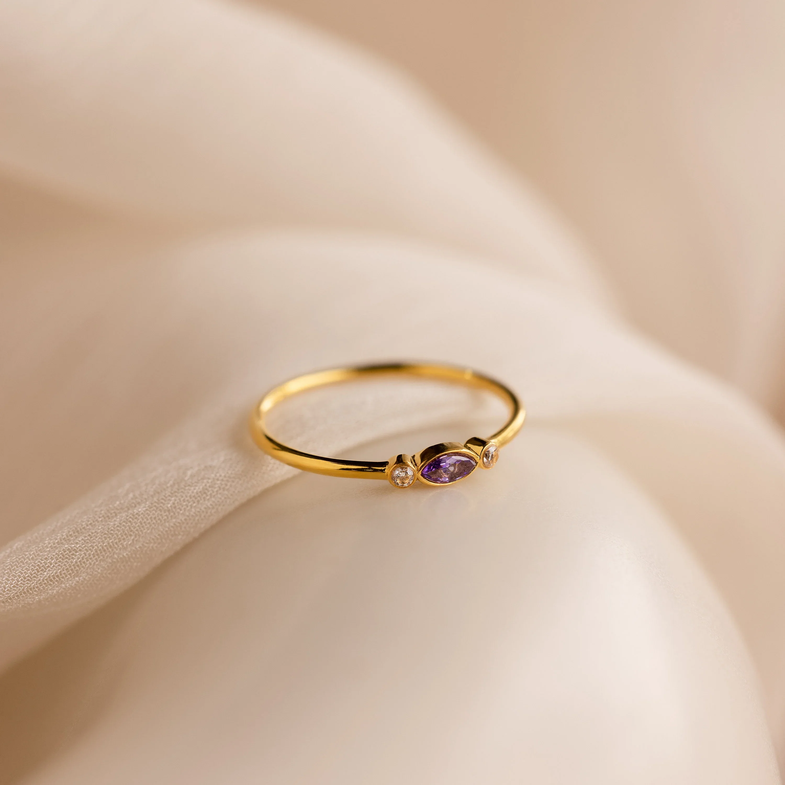Marquise Bezel Birthstone Ring - Image 7