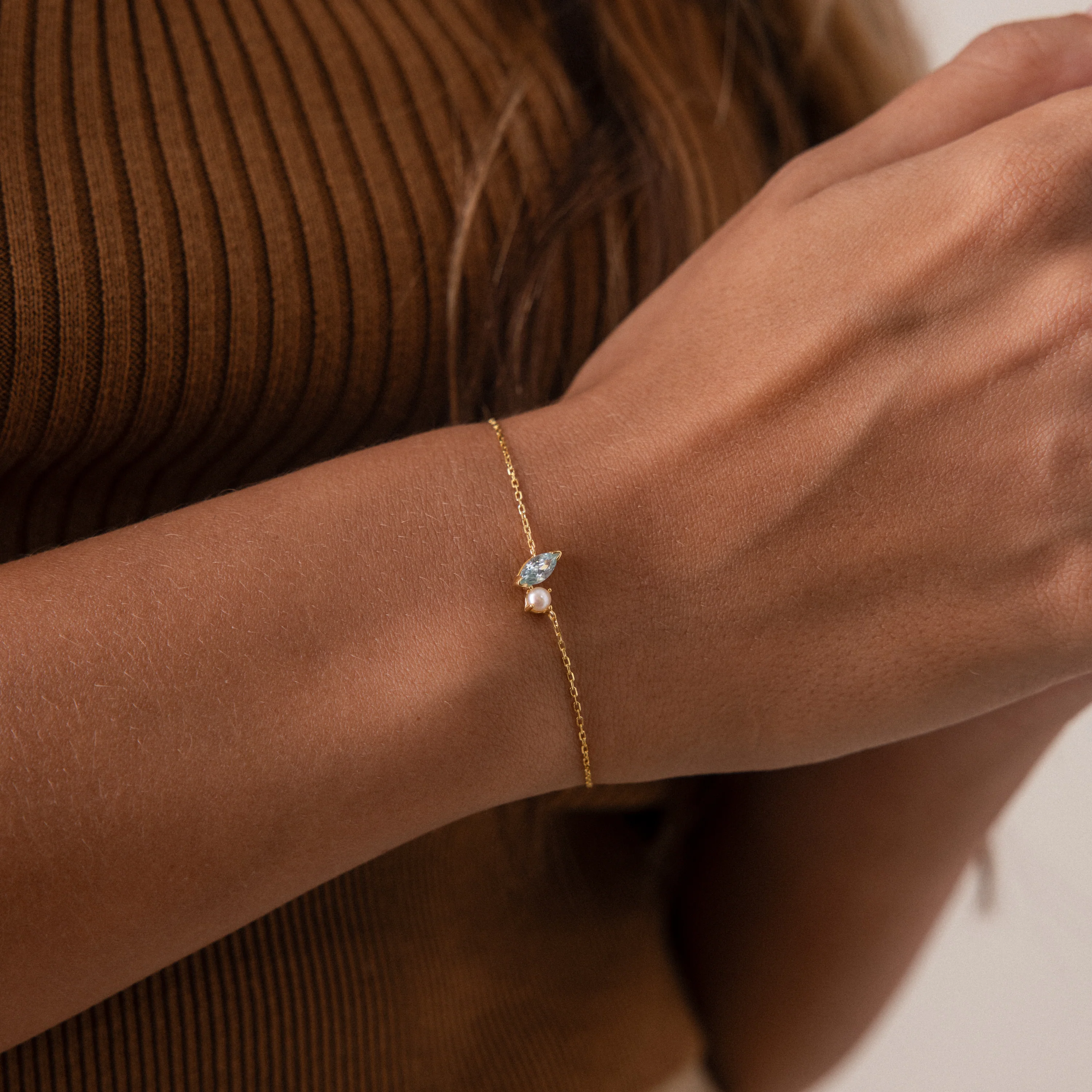 Marquise Birthstone & Pearl Bracelet - Image 5