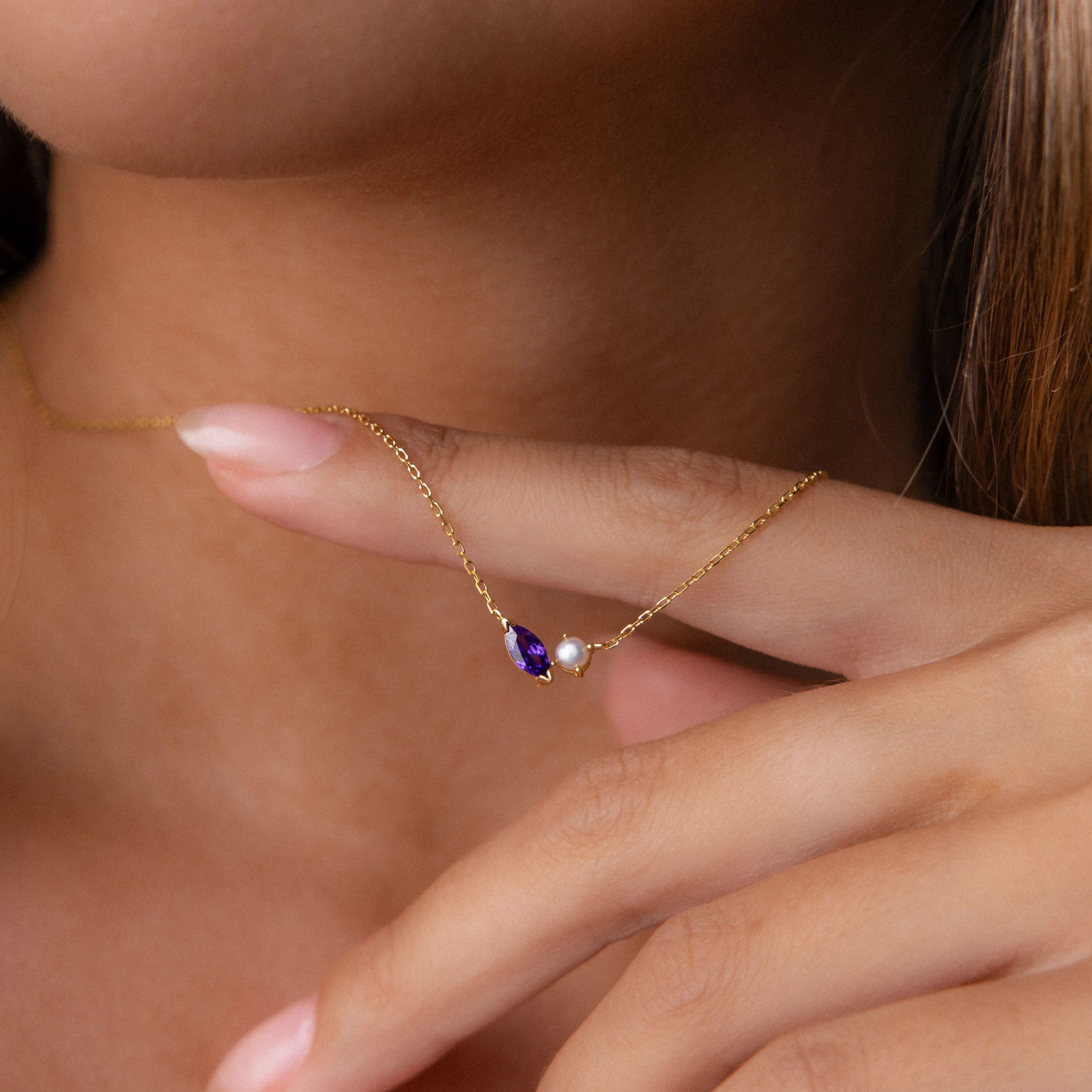 Marquise Onyx & Pearl Necklace - Image 2