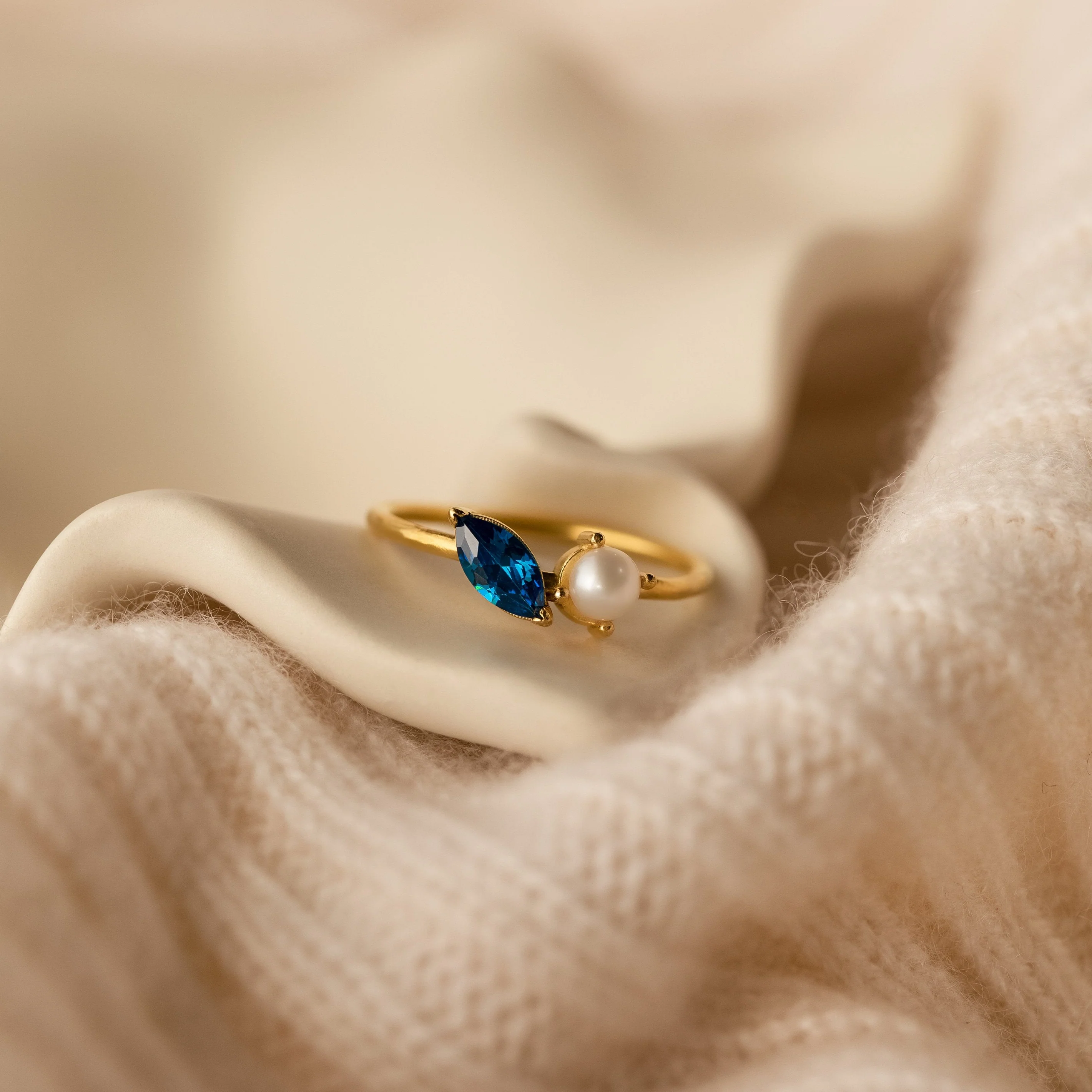 Marquise Birthstone & Pearl Ring - Image 3