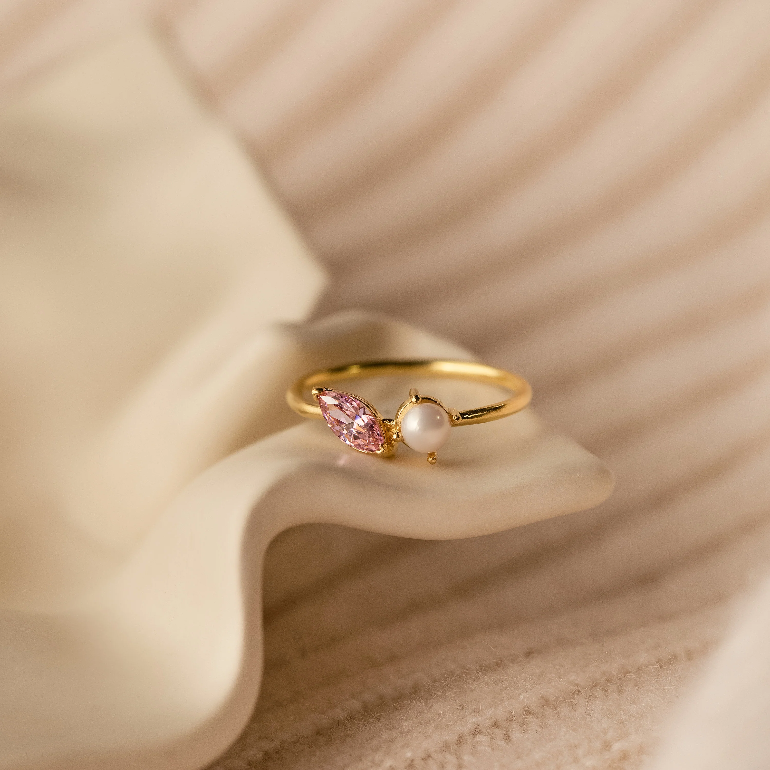 Marquise Birthstone & Pearl Ring - Image 5