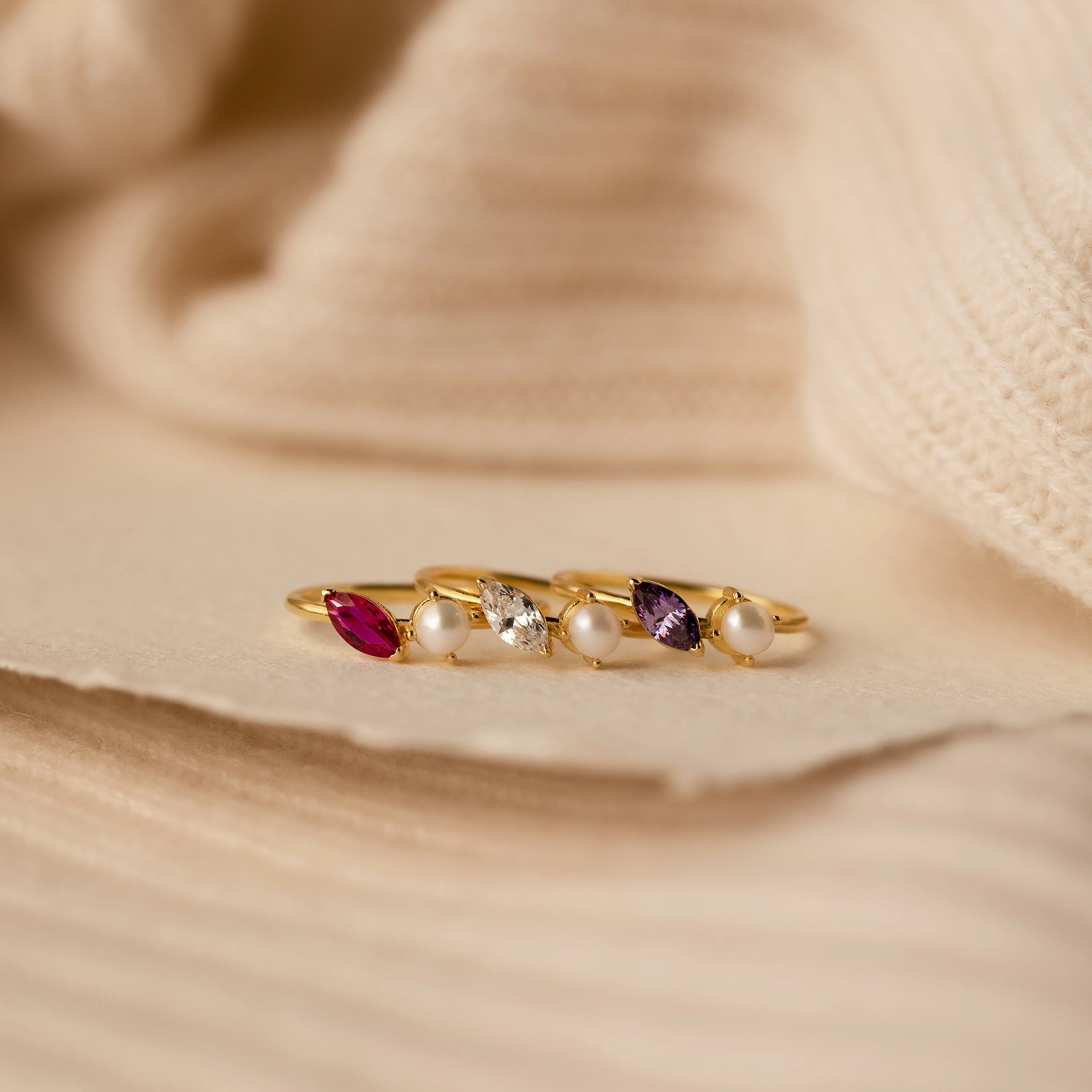 Marquise Birthstone & Pearl Ring - Image 7