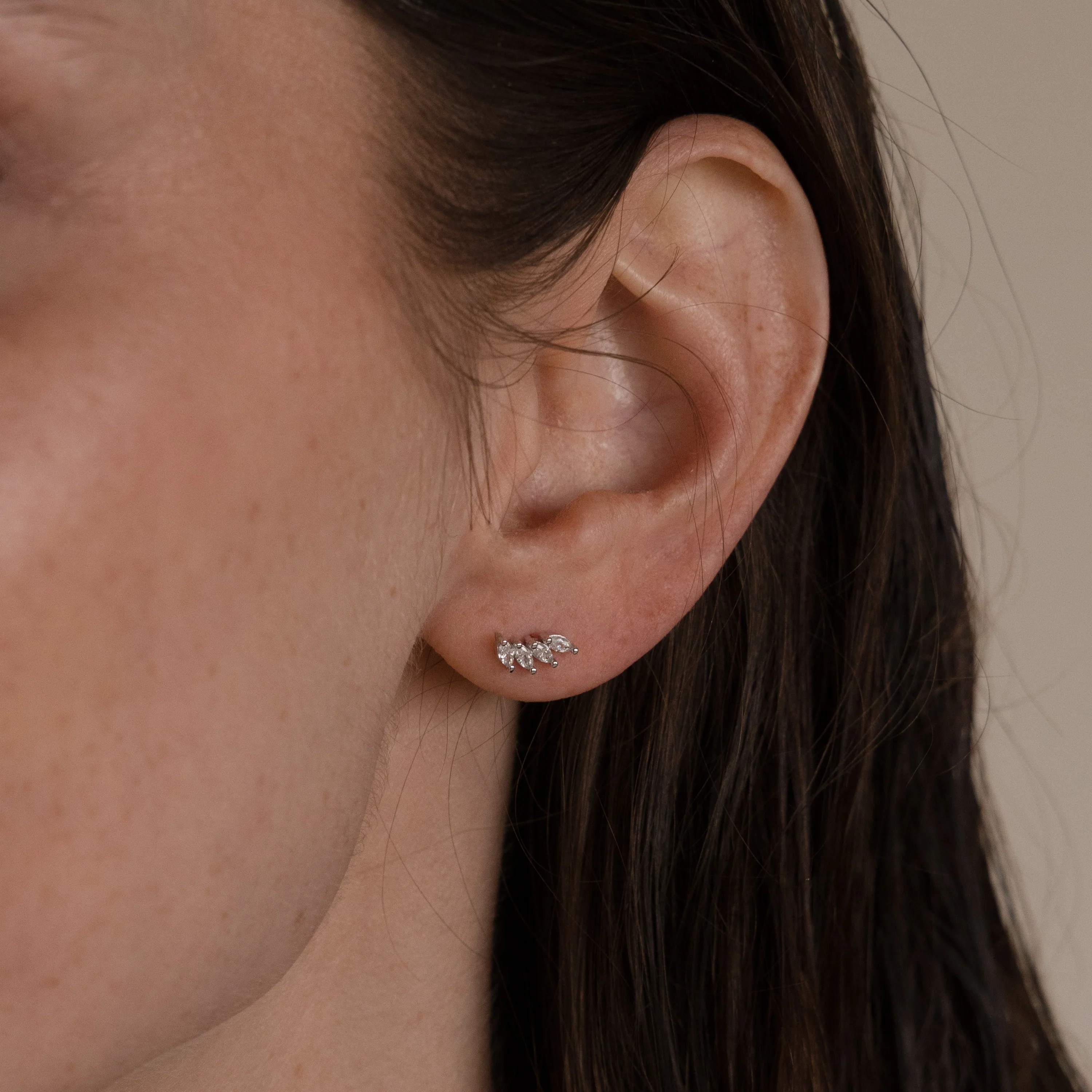Marquise Diamond Climbers in Silver - Image 2