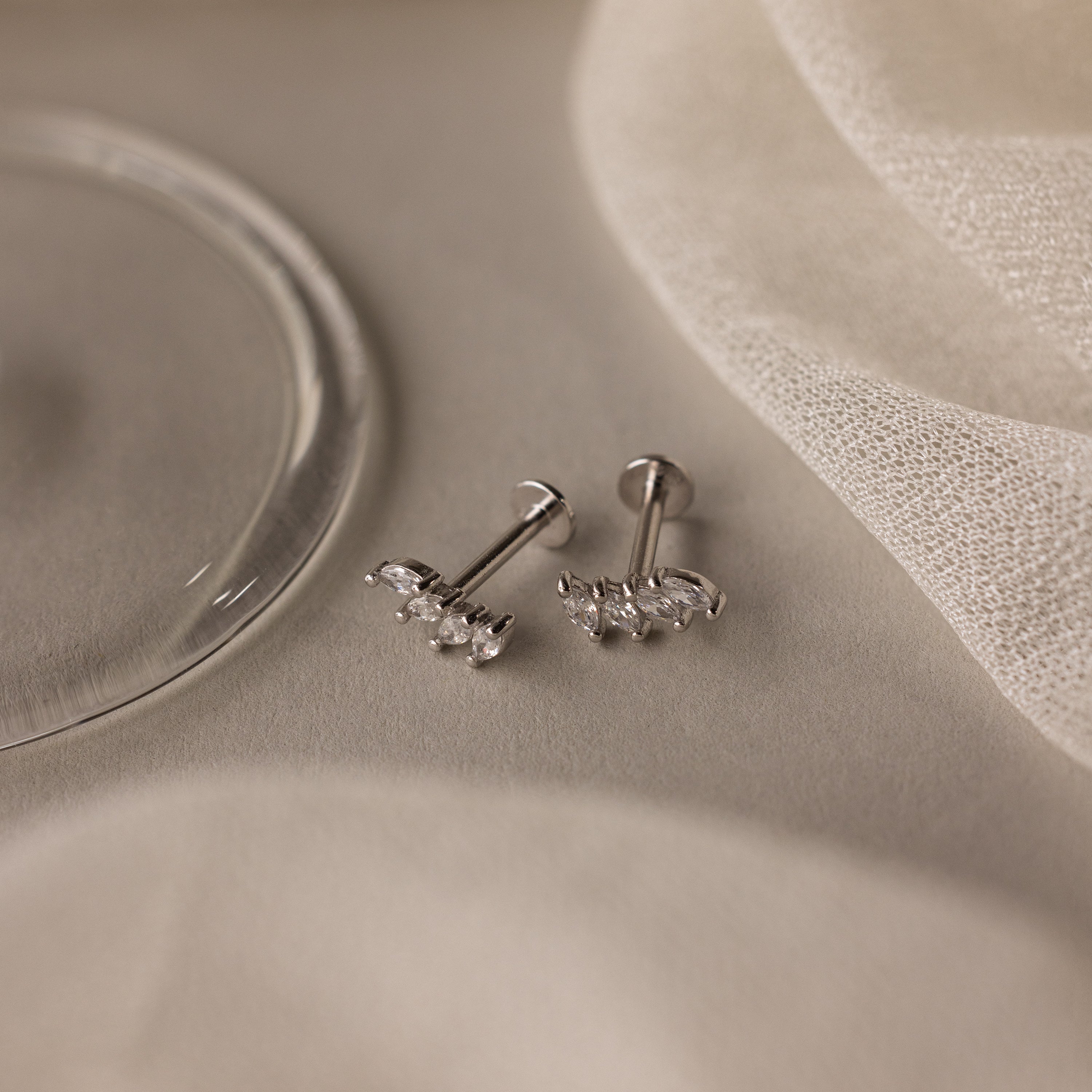 Marquise Diamond Climbers in Silver - Image 3