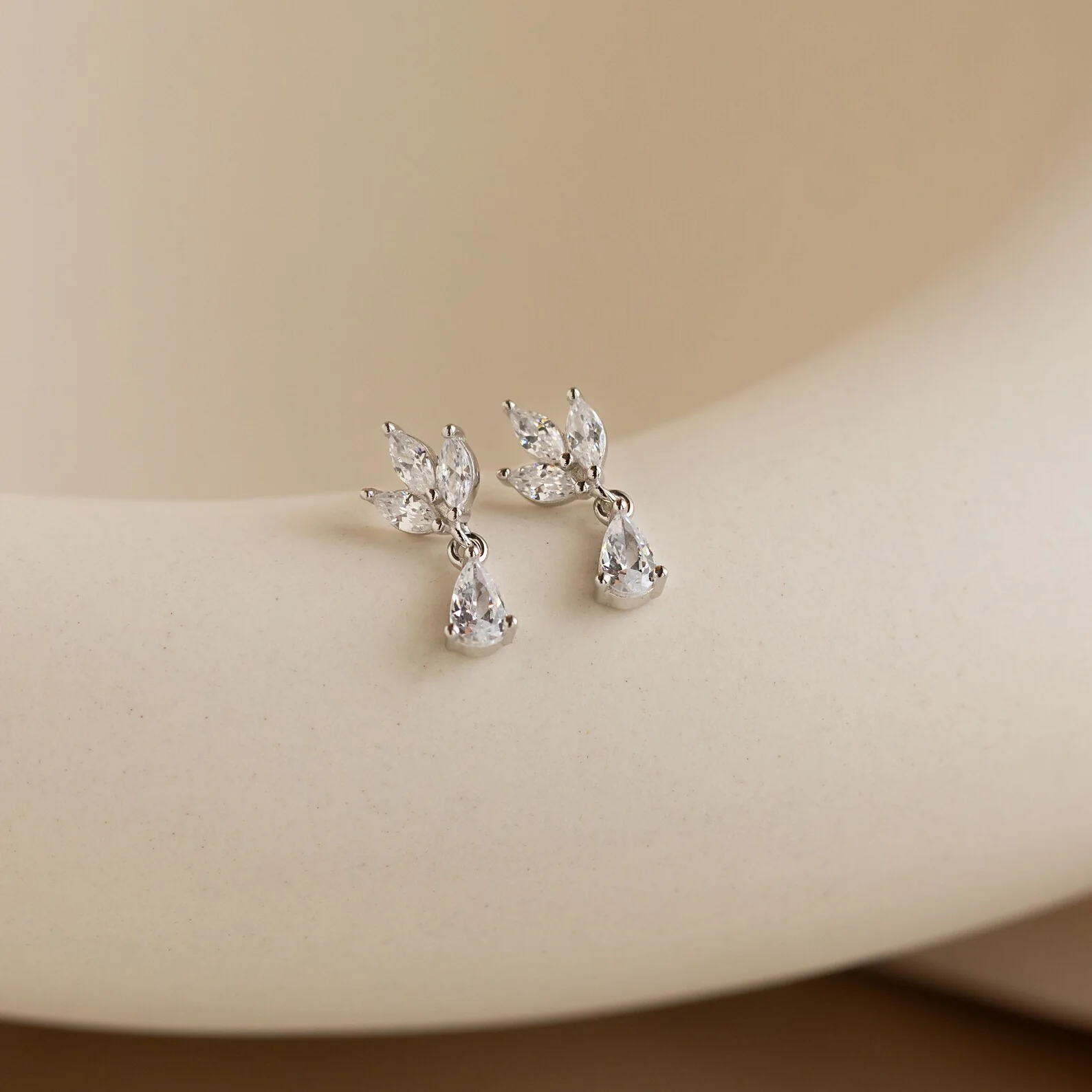 Marquise Diamond Drop Studs - Image 5