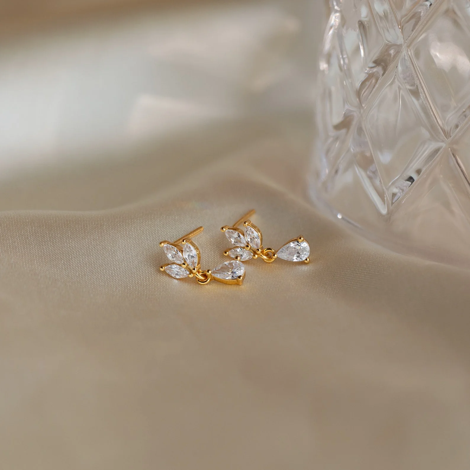 Marquise Diamond Drop Studs - Image 7