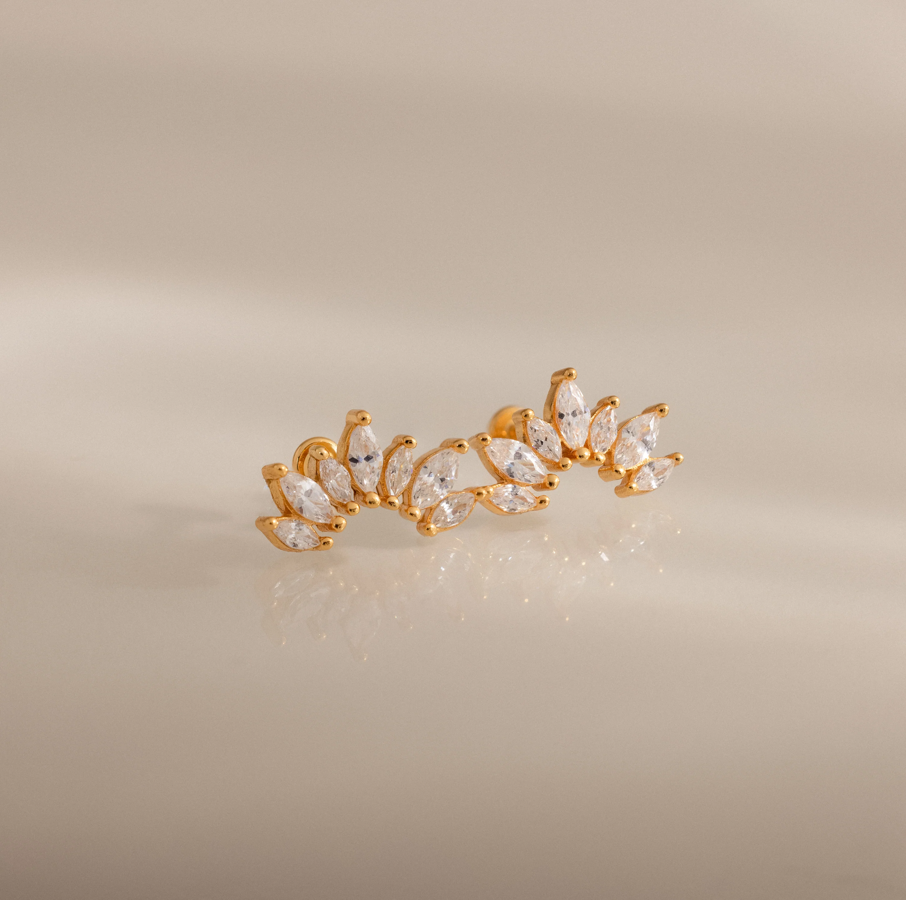 Marquise Diamond Flatback Climbers in 18K Gold